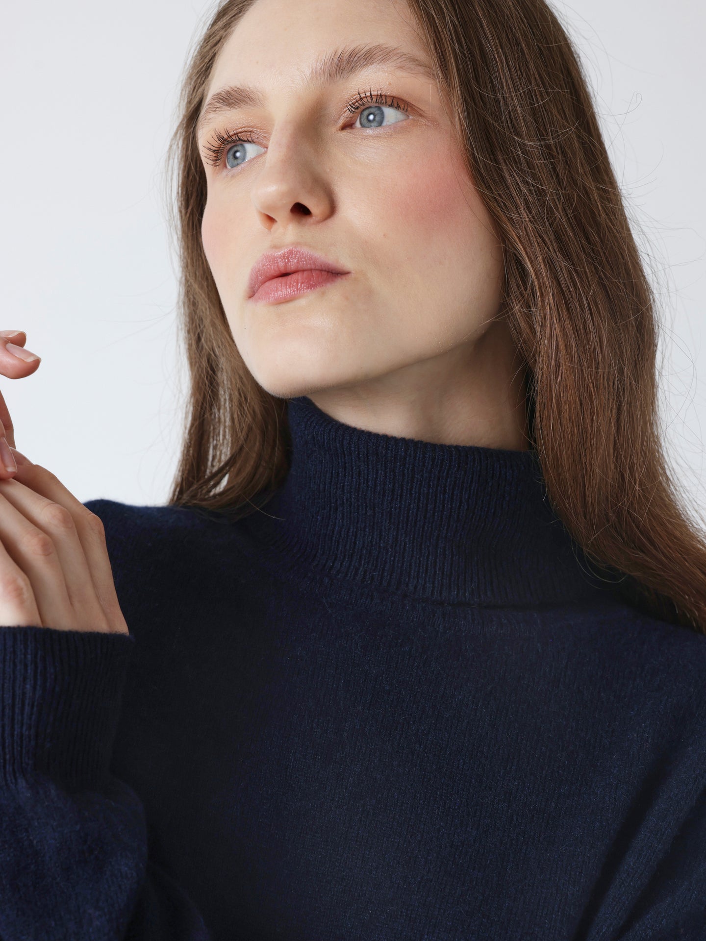 themys - Pull col roulé 100% cachemire - navy