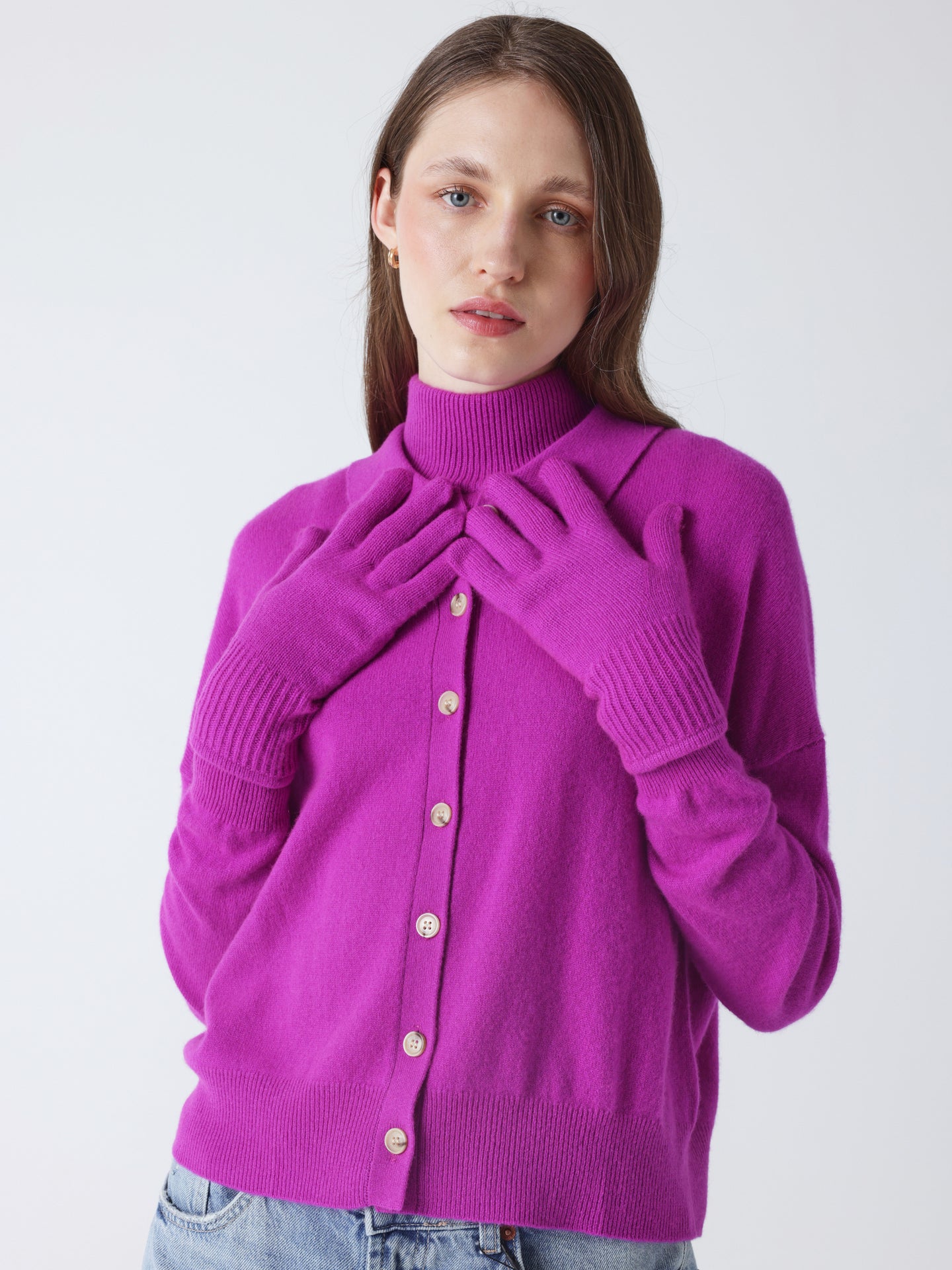 lorenza - Guanti 100% cachemire - neon viola