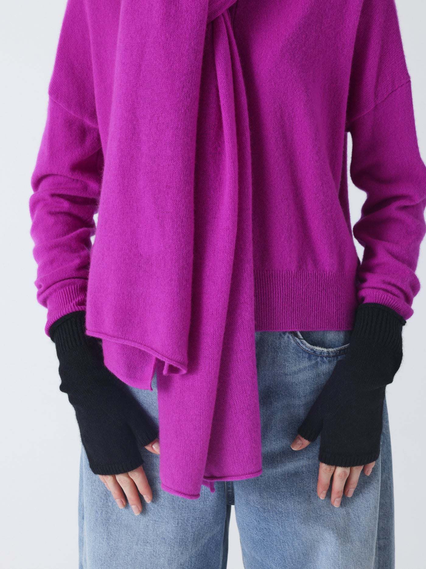 kilina - Guanti senza dita 100% cachemire - nero