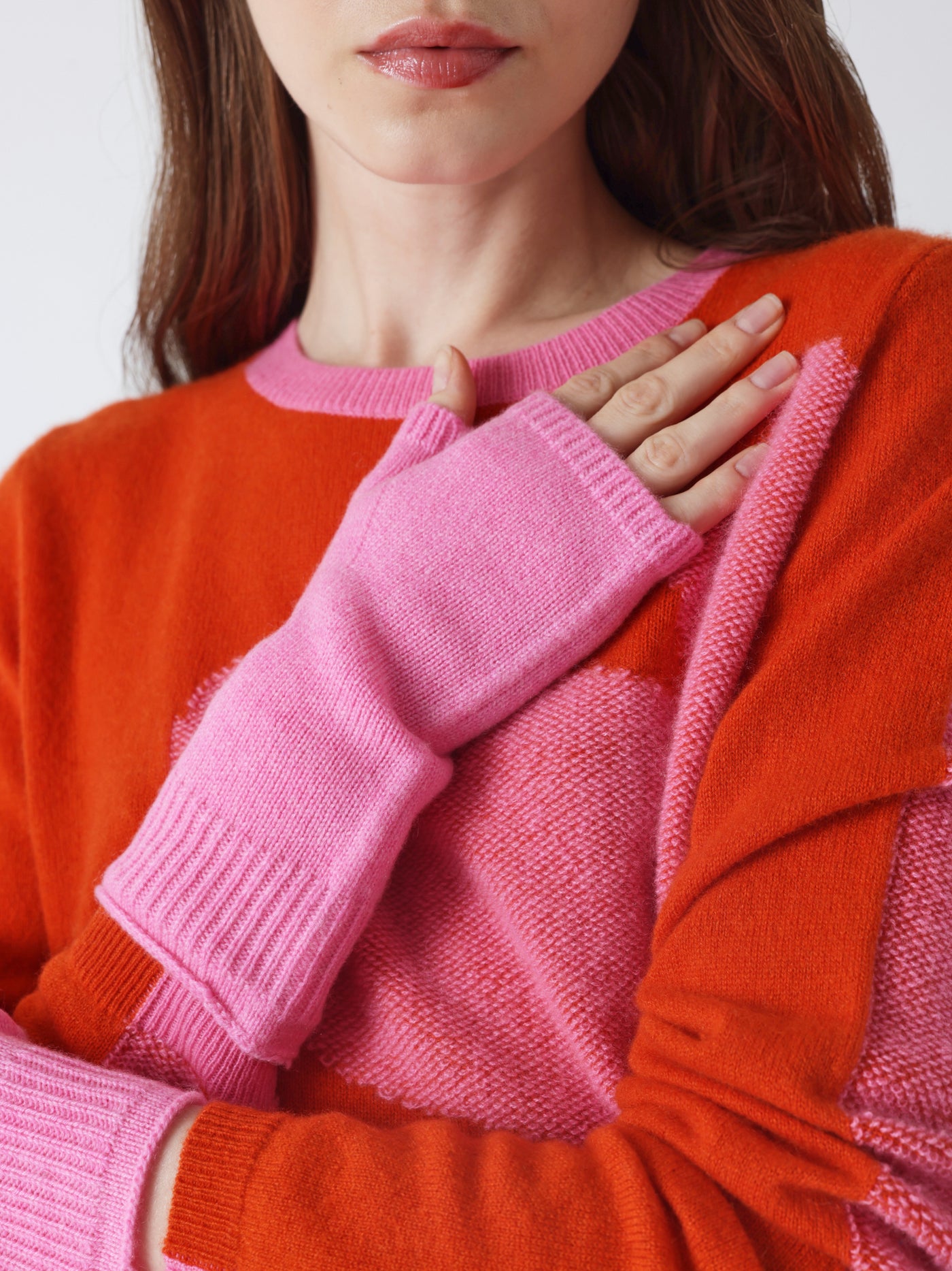 kilina - Guanti senza dita 100% cachemire - caramella