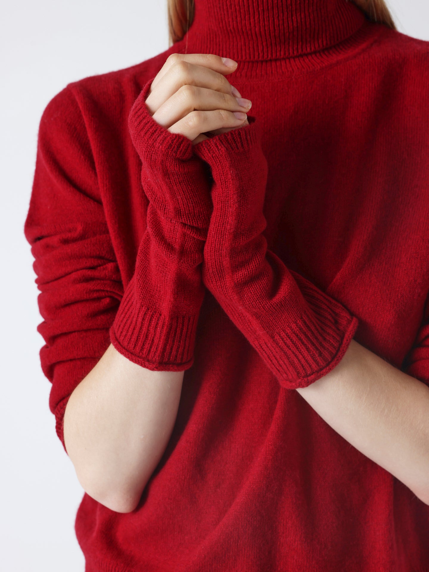 kilina - 100% cashmere mittens - cherry