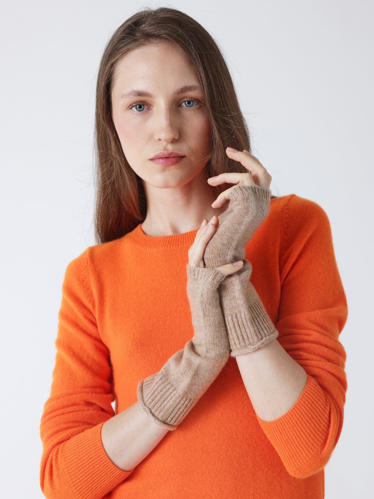 kilina - 100% cashmere mittens - chestnut