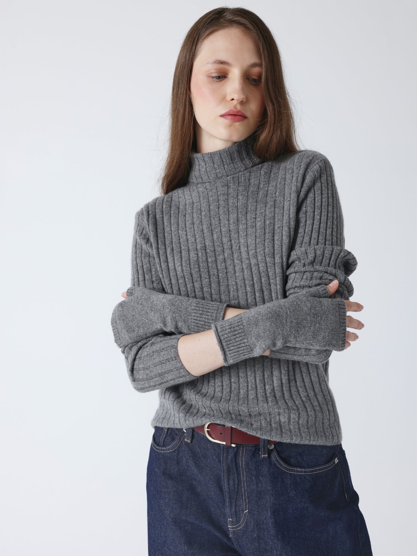 kilina - Guanti senza dita 100% cachemire - grigio scuro mélange