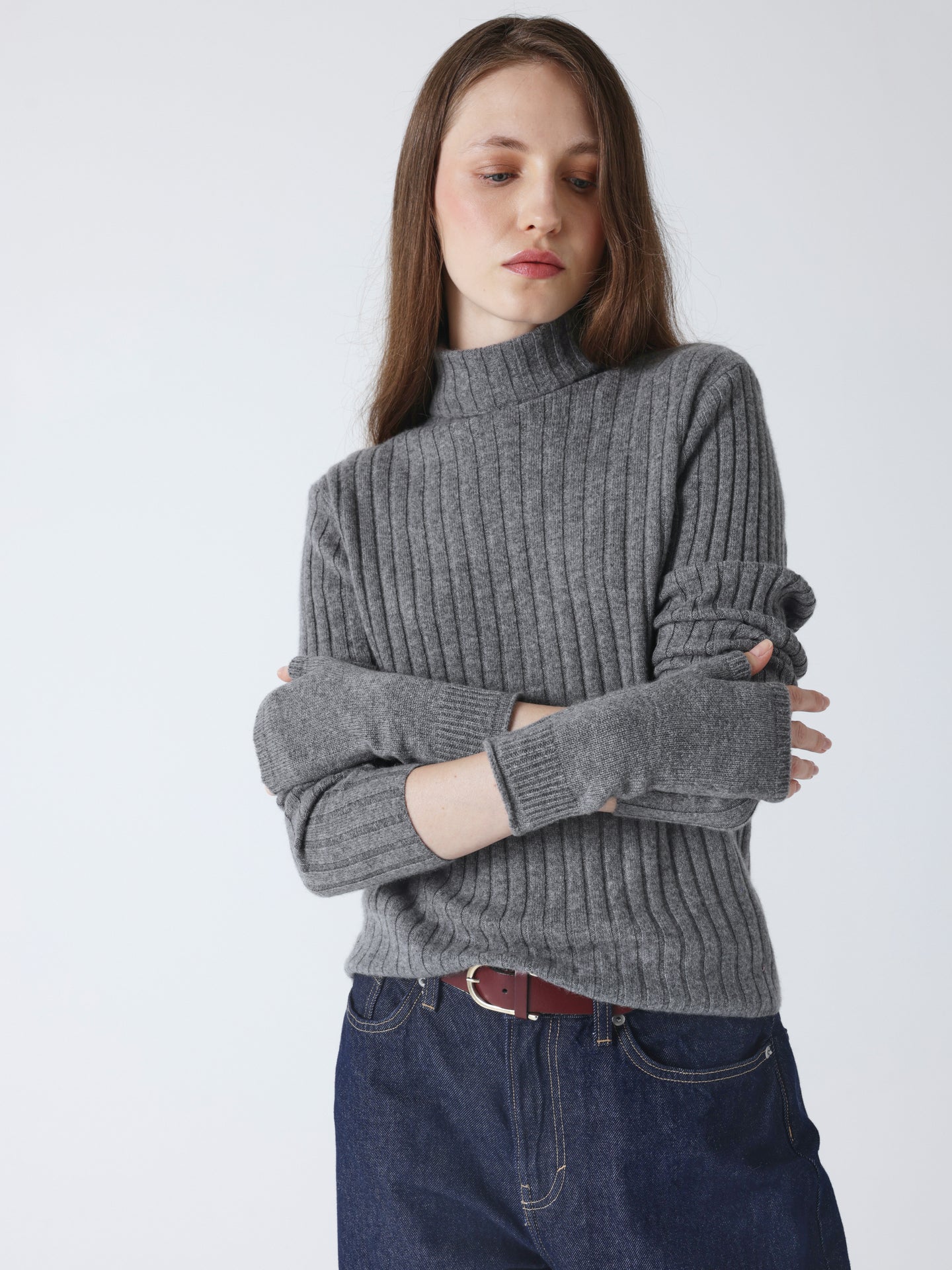 kilina - 100% cashmere mittens - dark heather gray