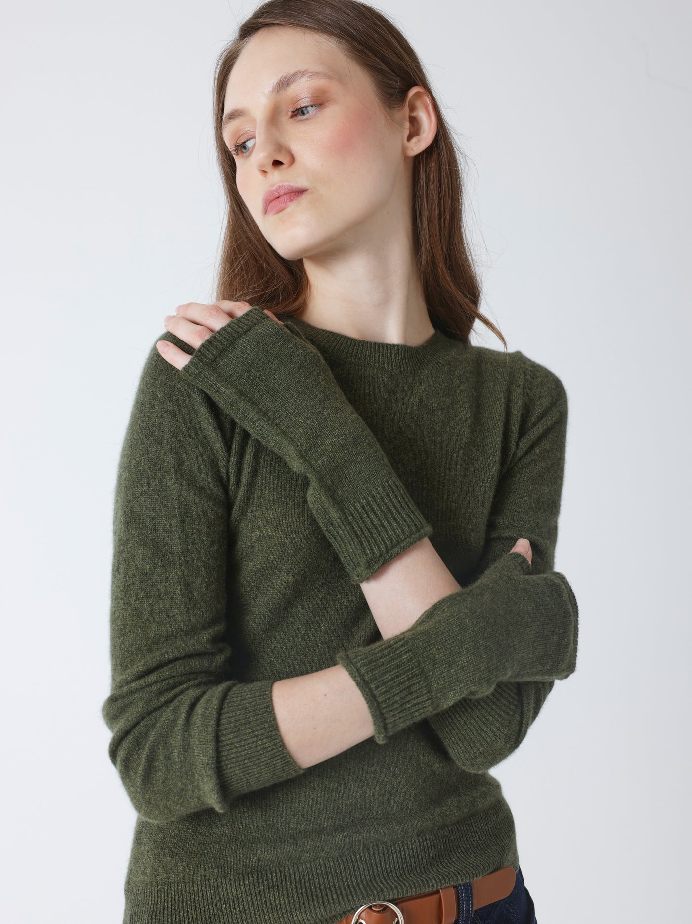 kilina - Guanti senza dita 100% cachemire - foresta