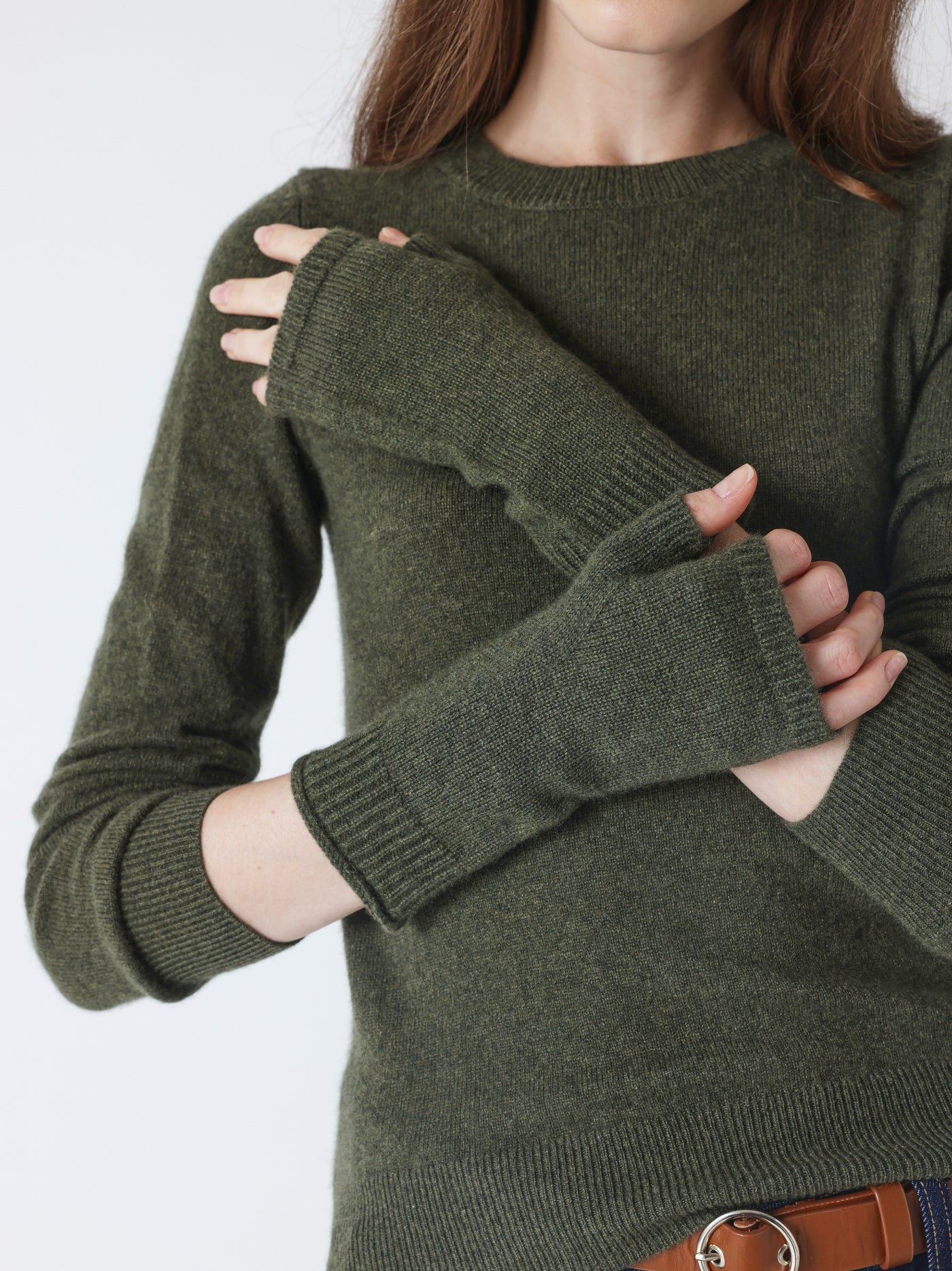 kilina - Guanti senza dita 100% cachemire - foresta