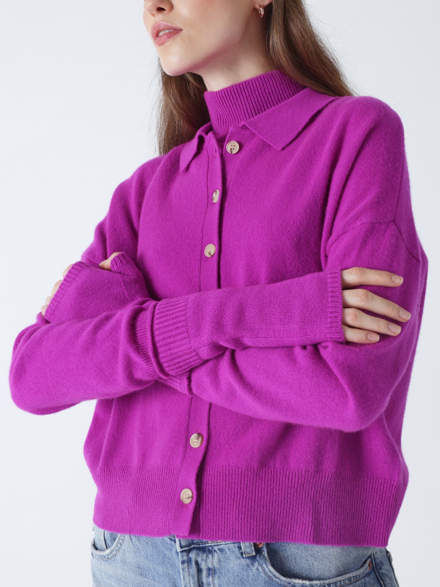 kilina - Guanti senza dita 100% cachemire - neon viola