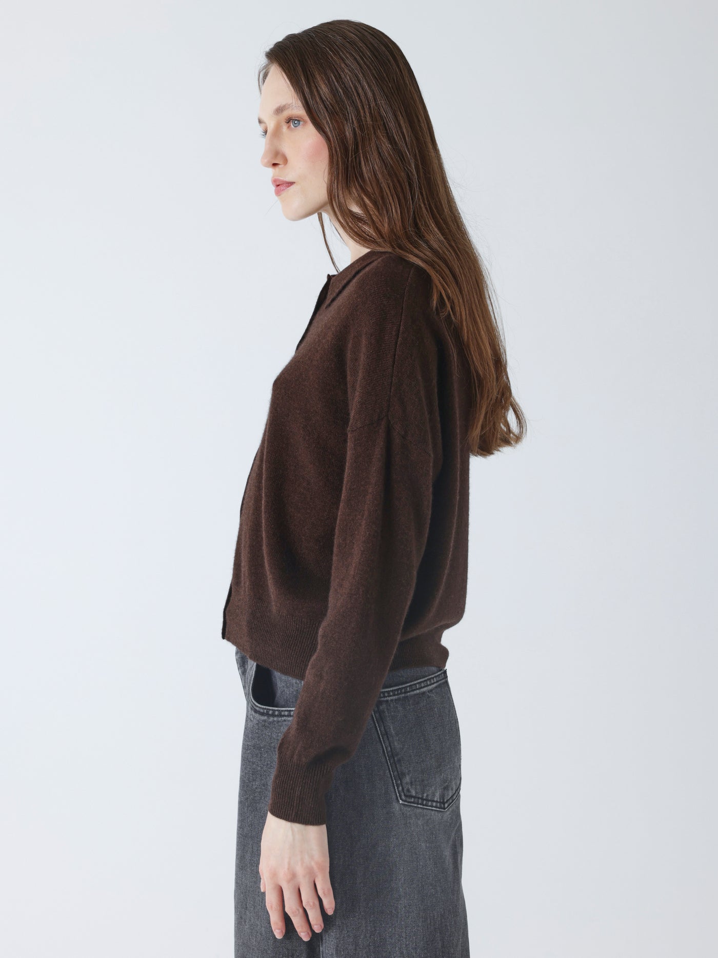 majura - Kasjmier polokraag hemd - brownie