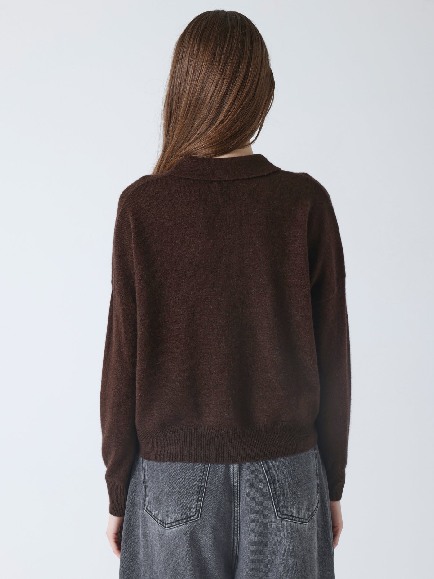 majura - Kasjmier polokraag hemd - brownie