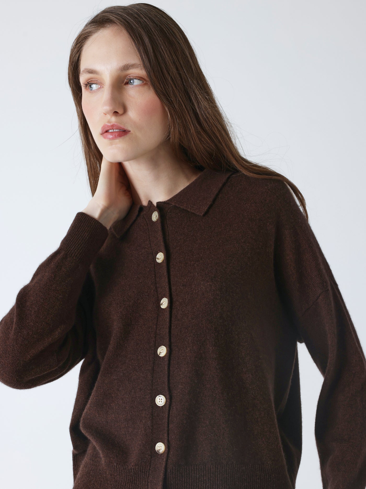 majura - Kasjmier polokraag hemd - brownie