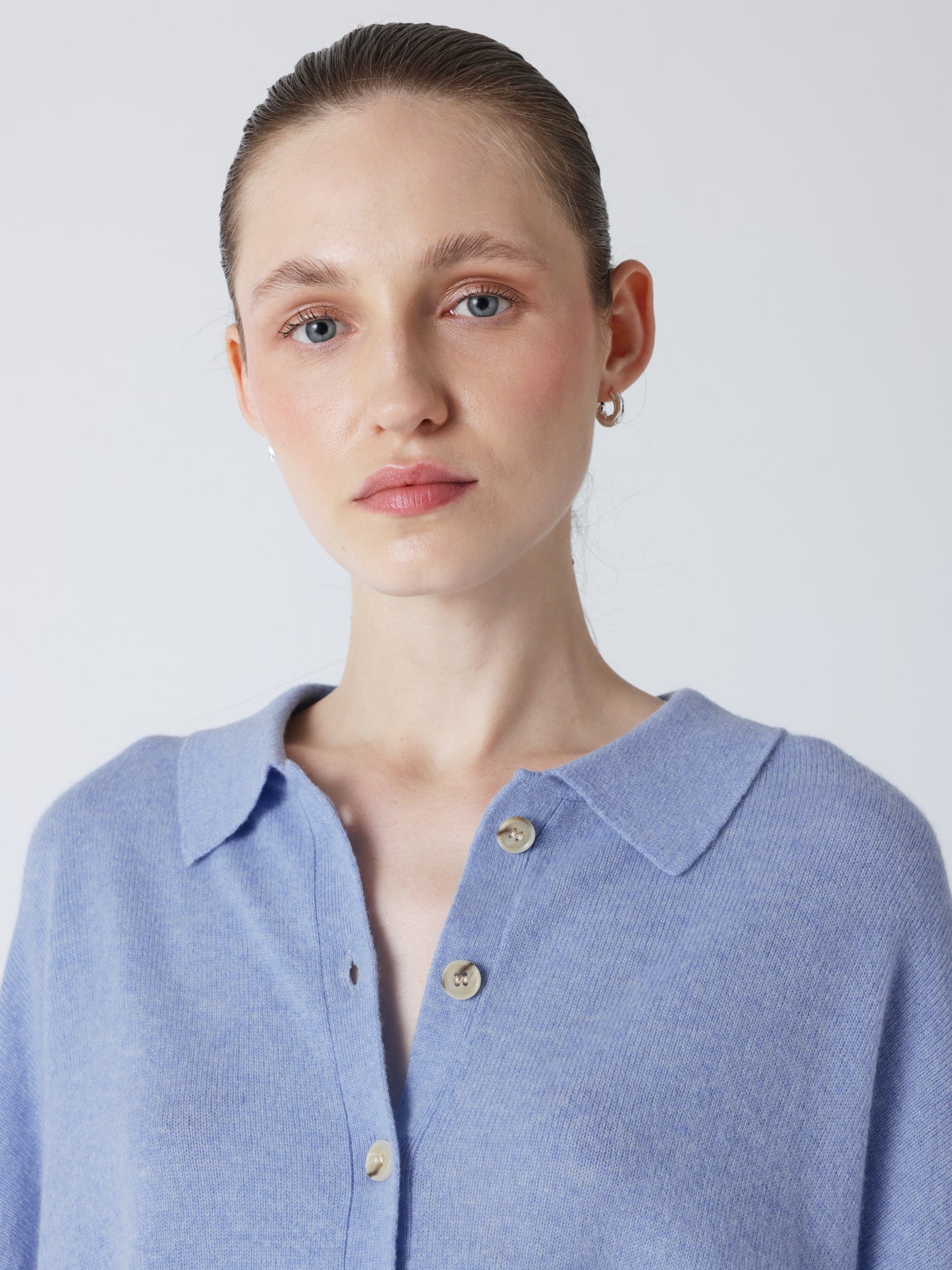 majura - Cashmere polo collar shirt - chambray blue