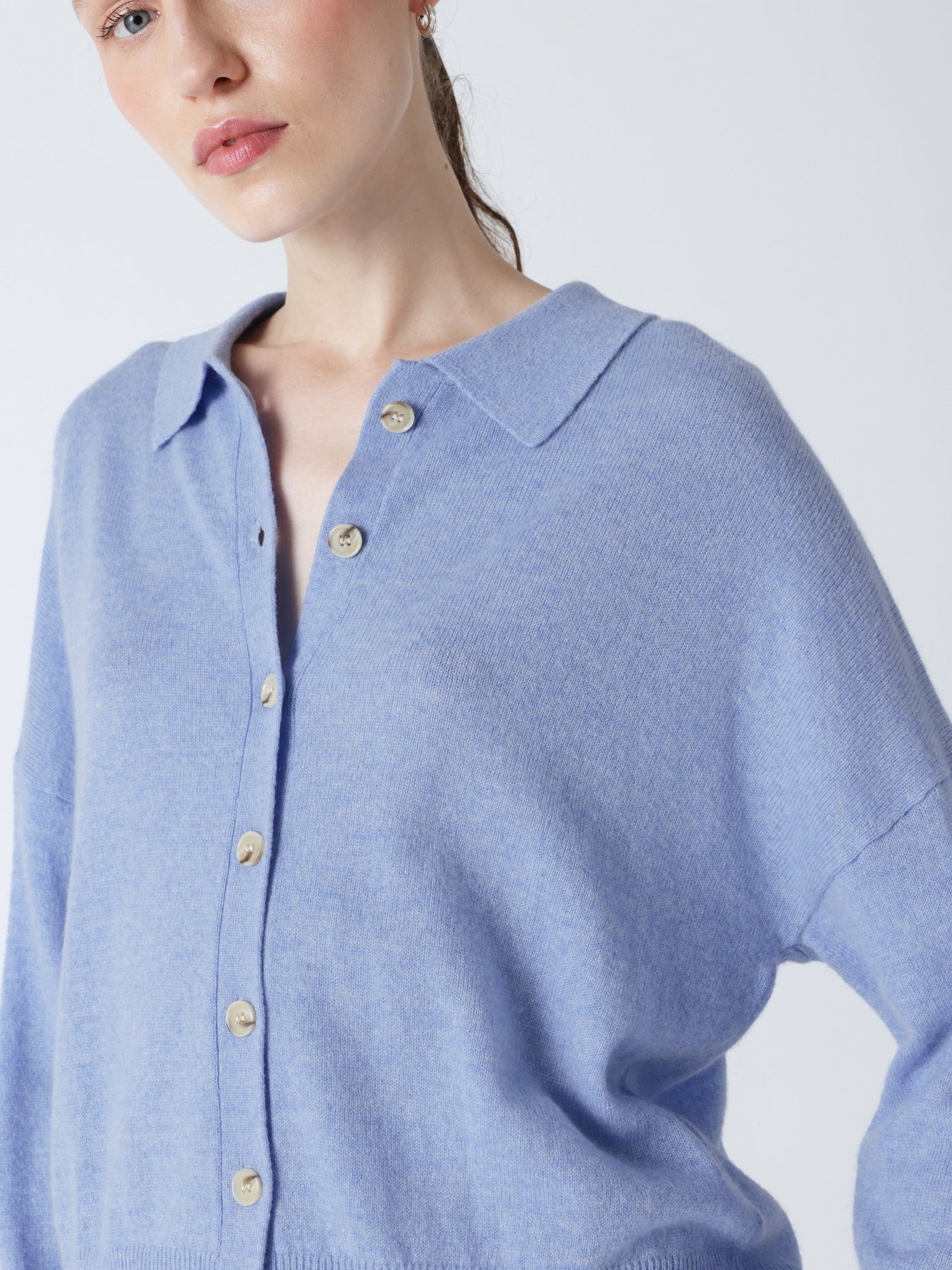 majura - Cashmere polo collar shirt - chambray blue