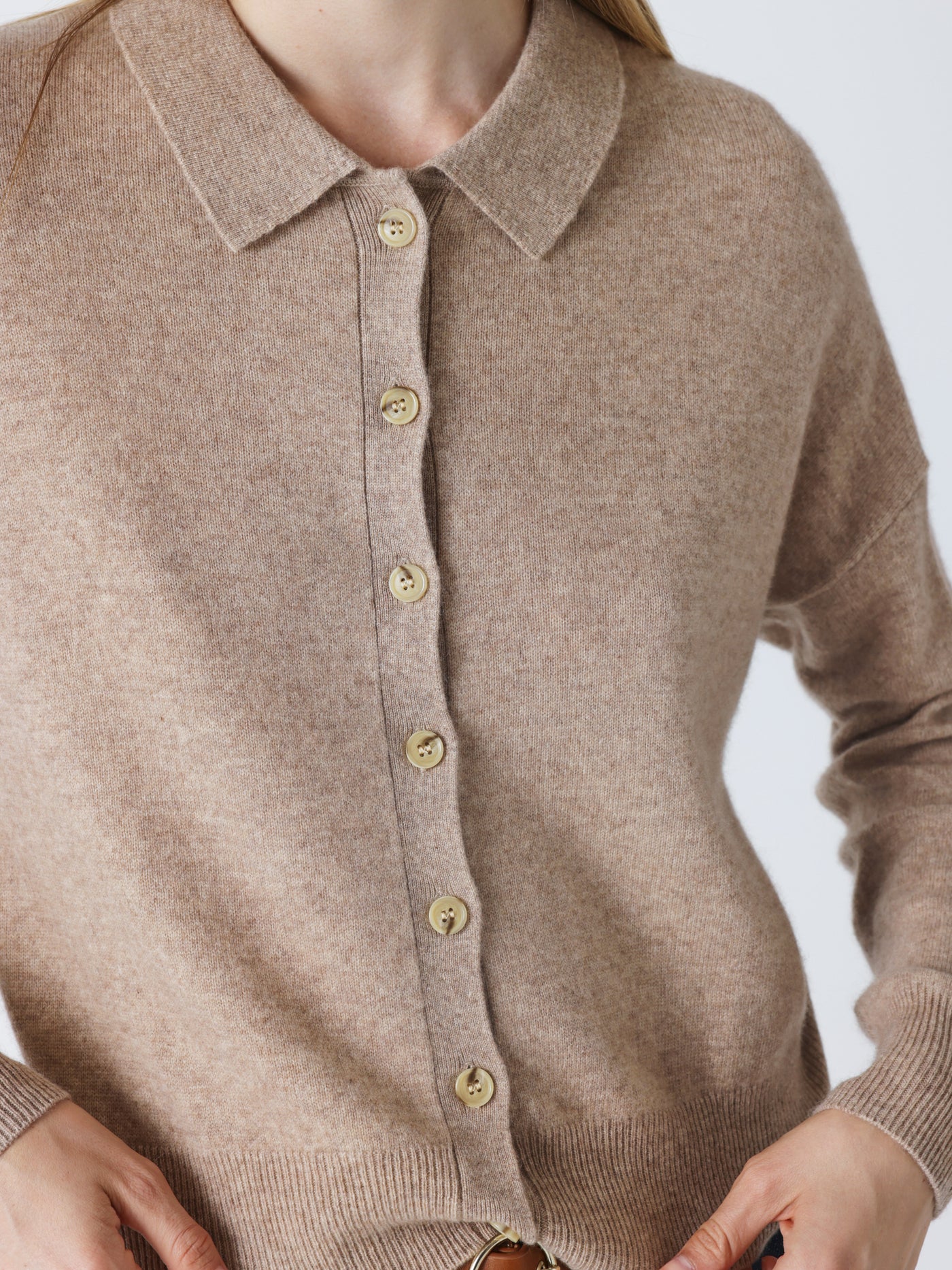 majura - Chemise cachemire col polo - chestnut