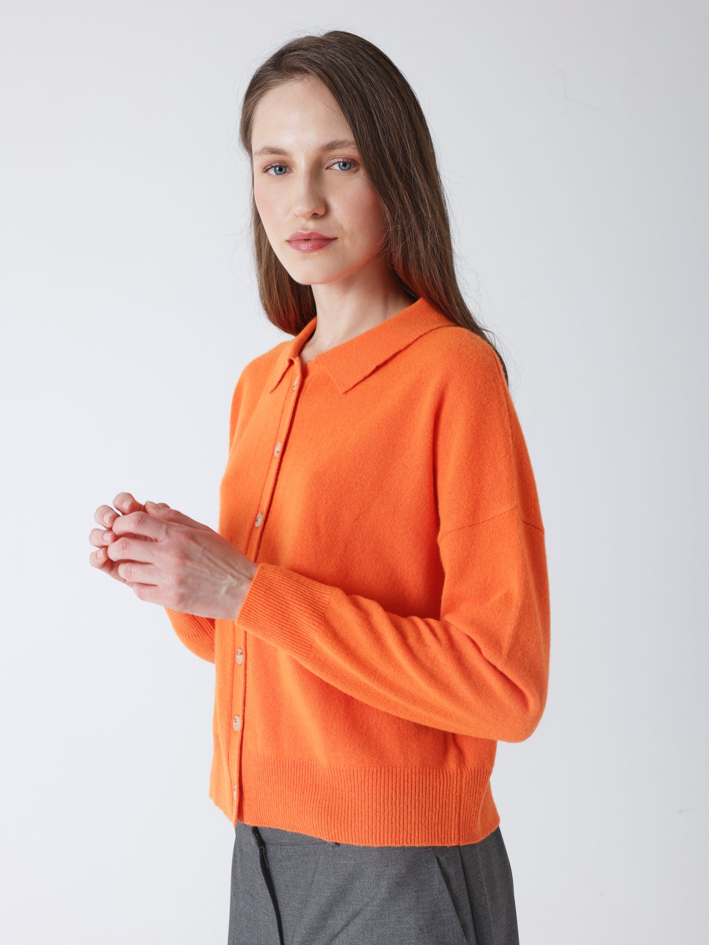 majura - Cashmere polo collar shirt - orange neon