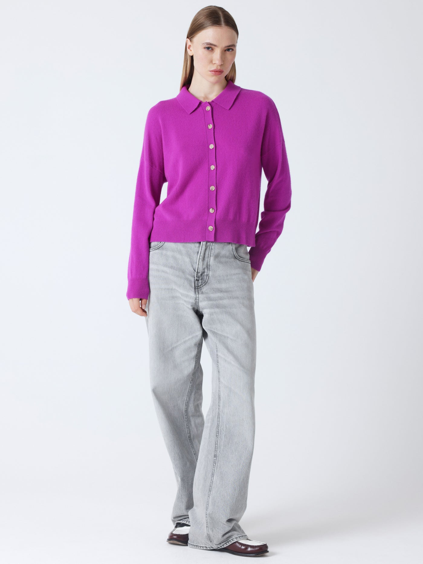 majura - Cashmere polo collar shirt - purple neon