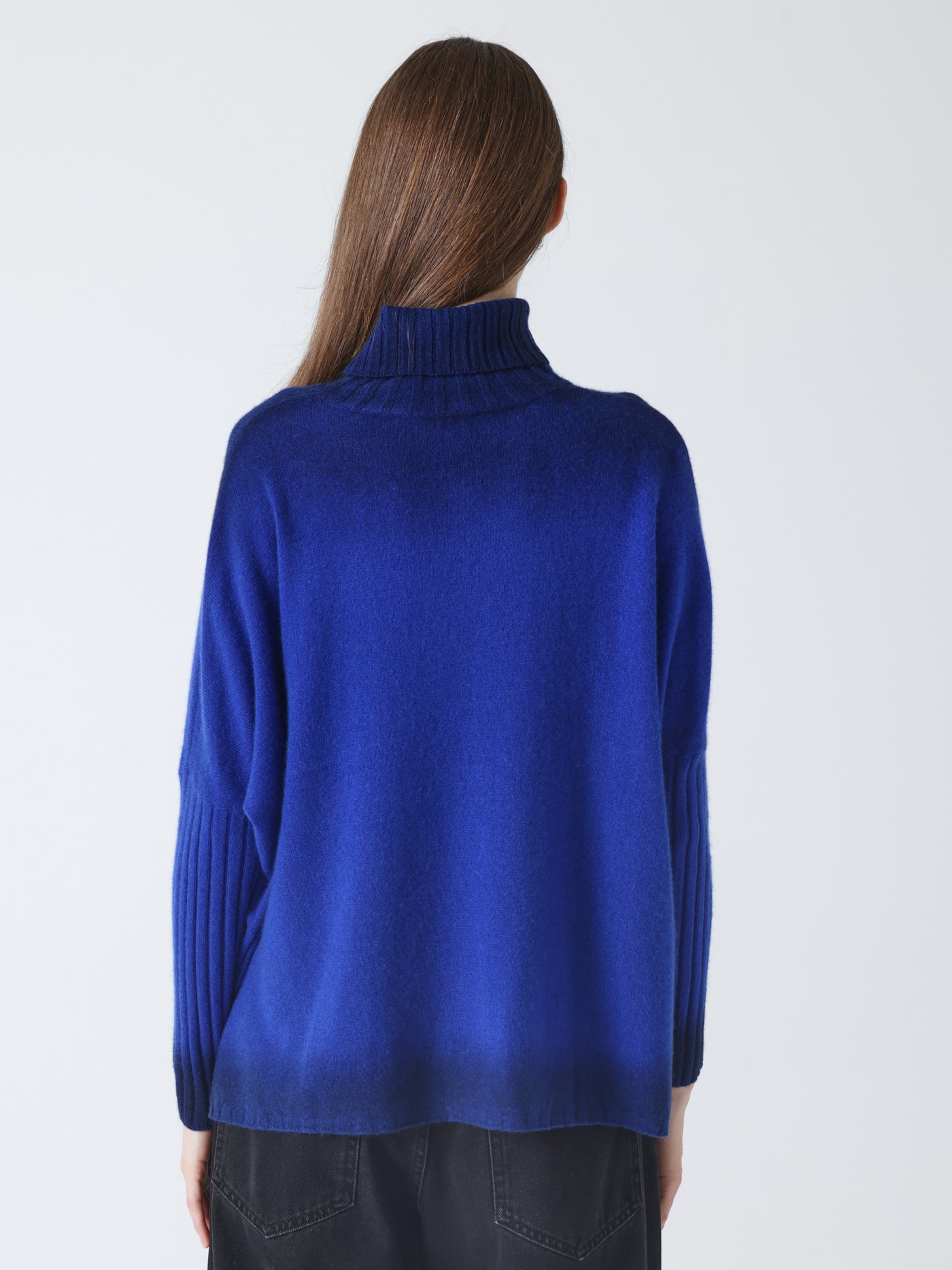 Clarissa - Rollkragenponcho aus Kaschmir - royal