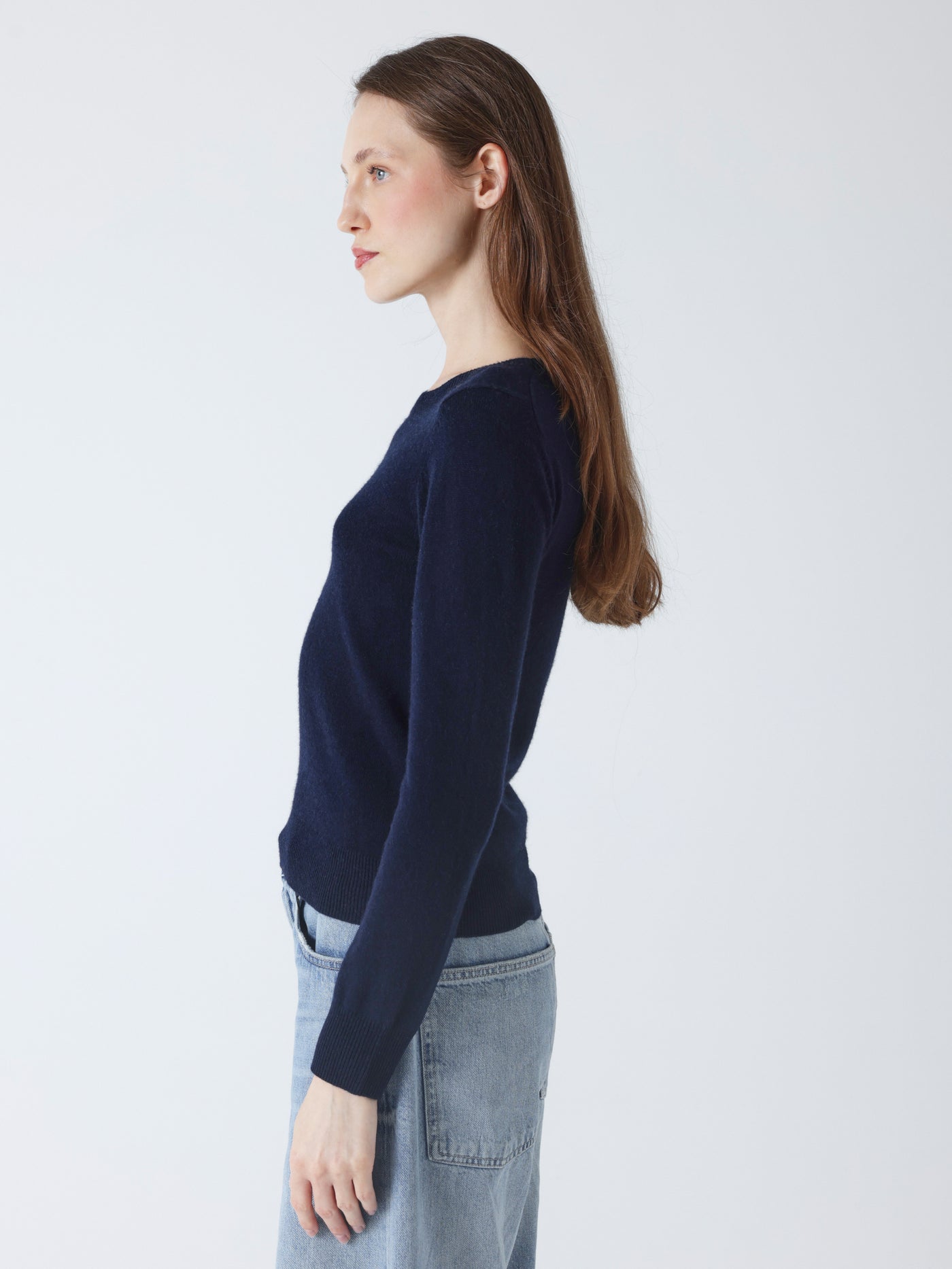 catelina - Trekcol rond kasjmier - navy