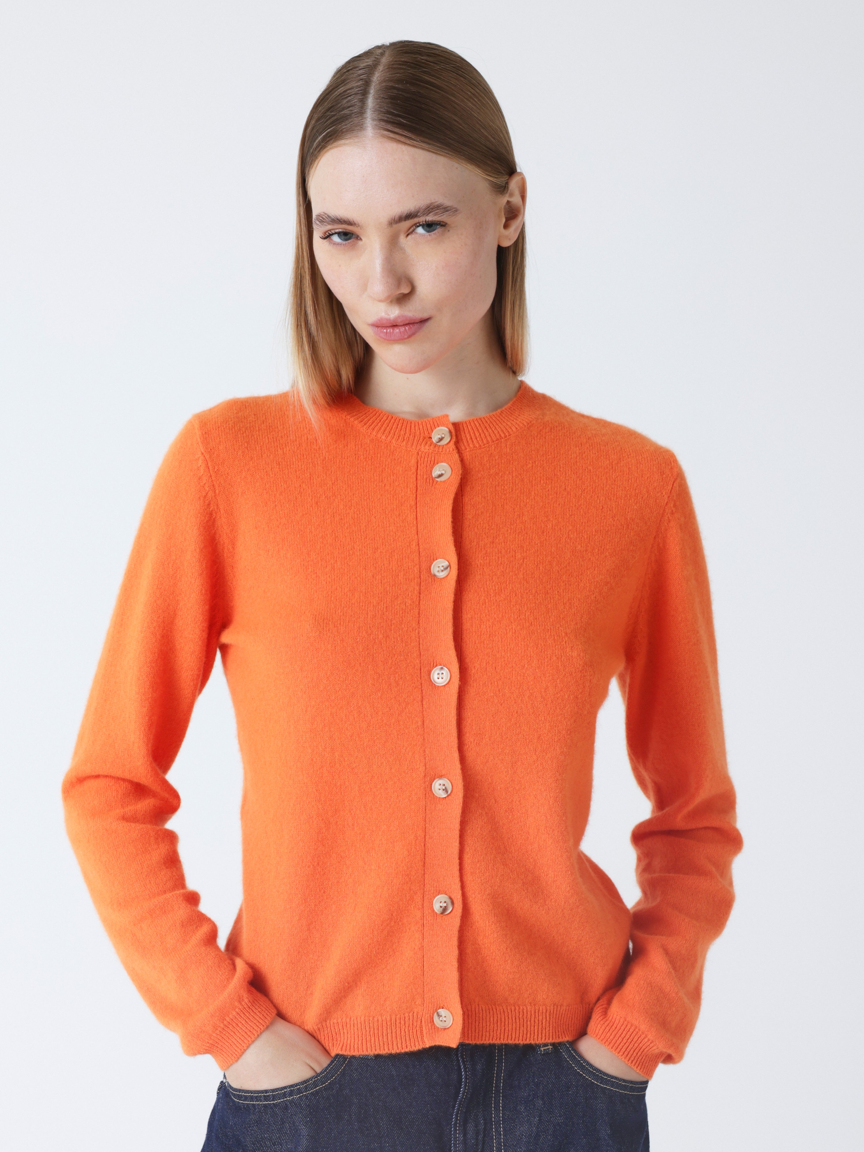 maddelena - 100% cashmere cardigan - orange neon | Absolut