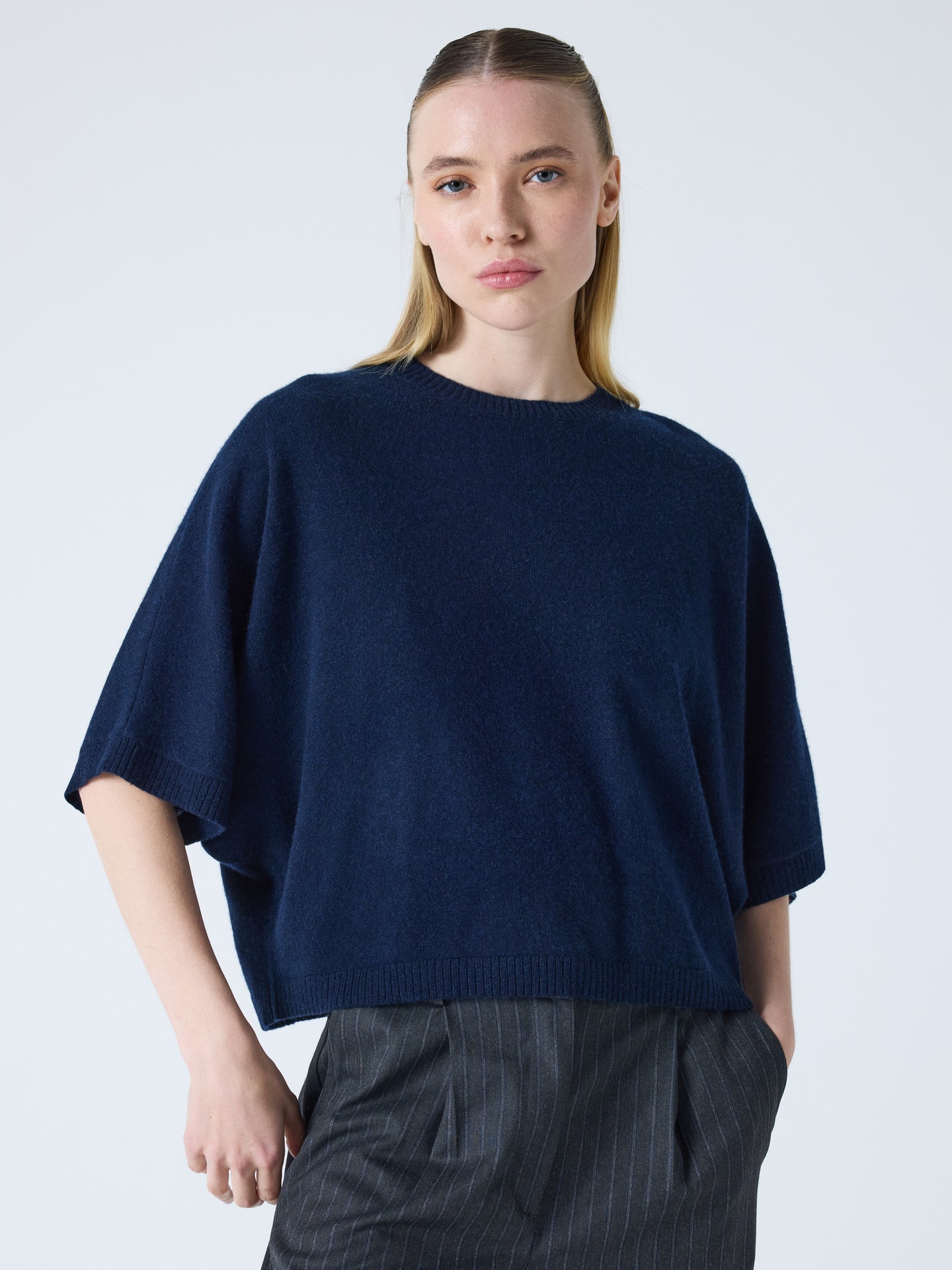 Pull poncho bettina - cachemire - navy