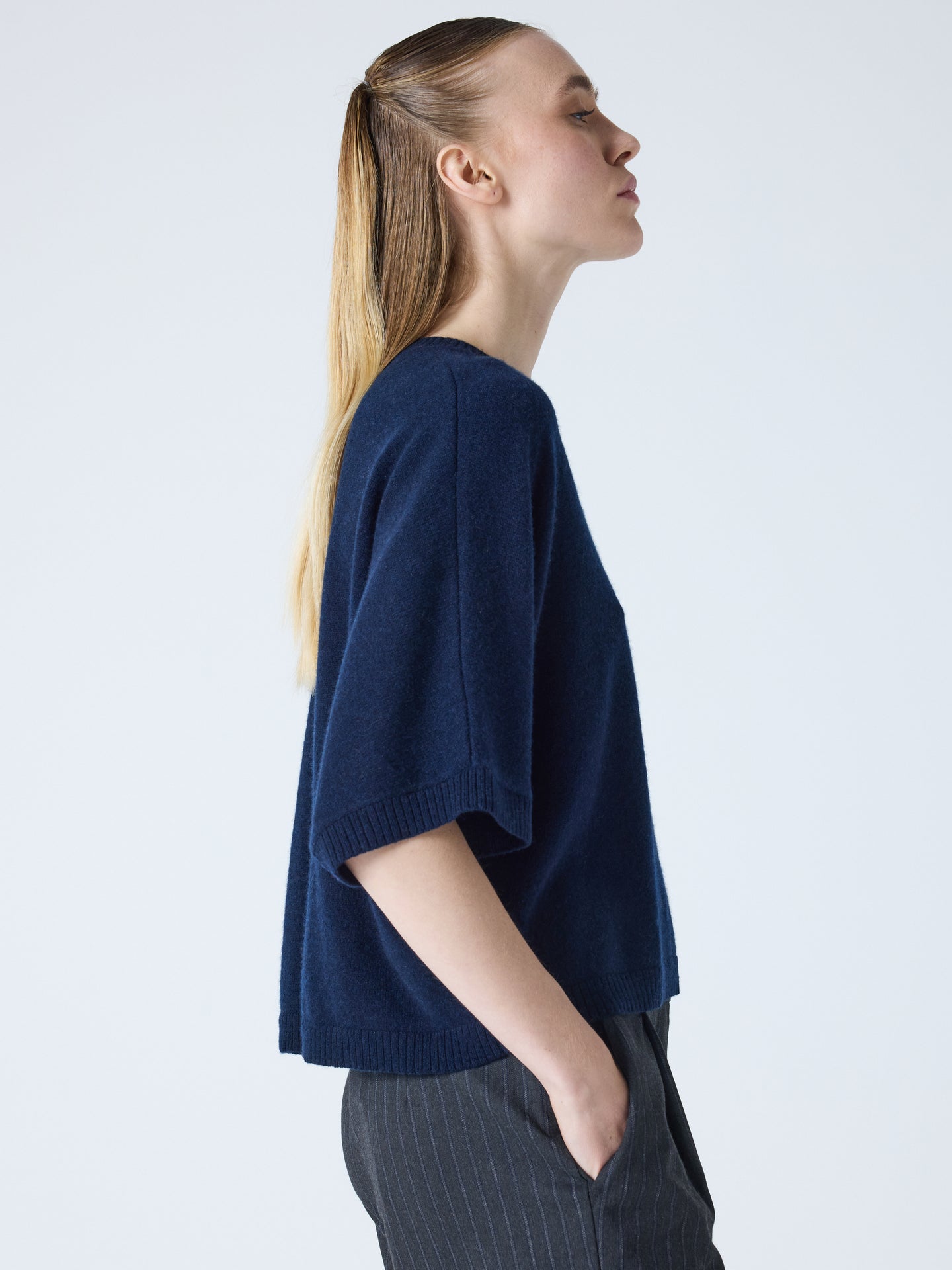 Pull poncho bettina - cachemire - navy
