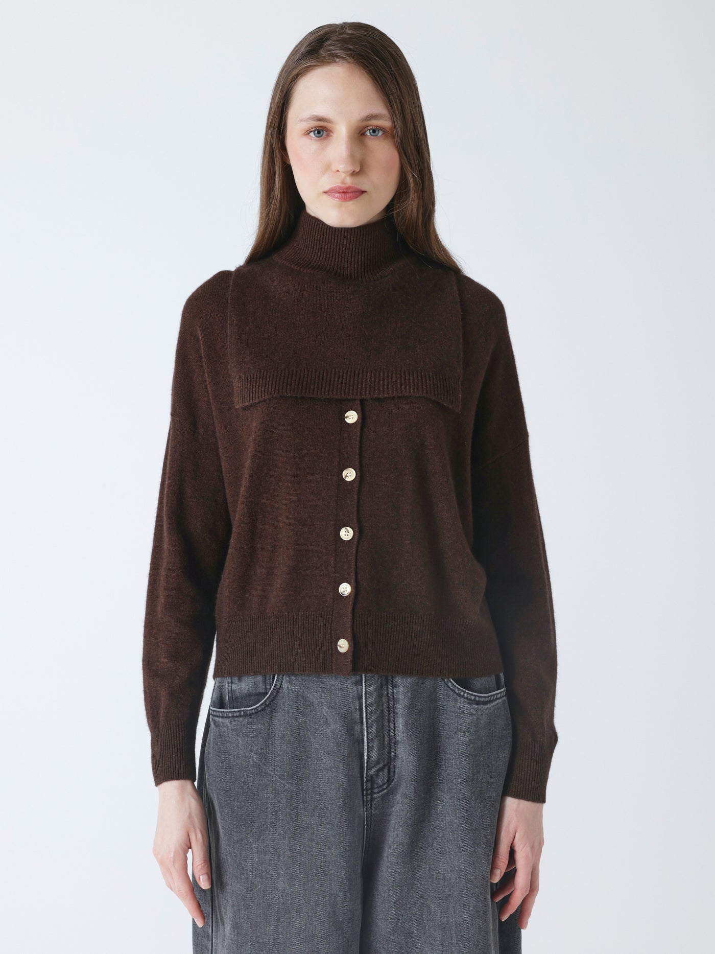 isaura - Col montant in kasjmier - brownie