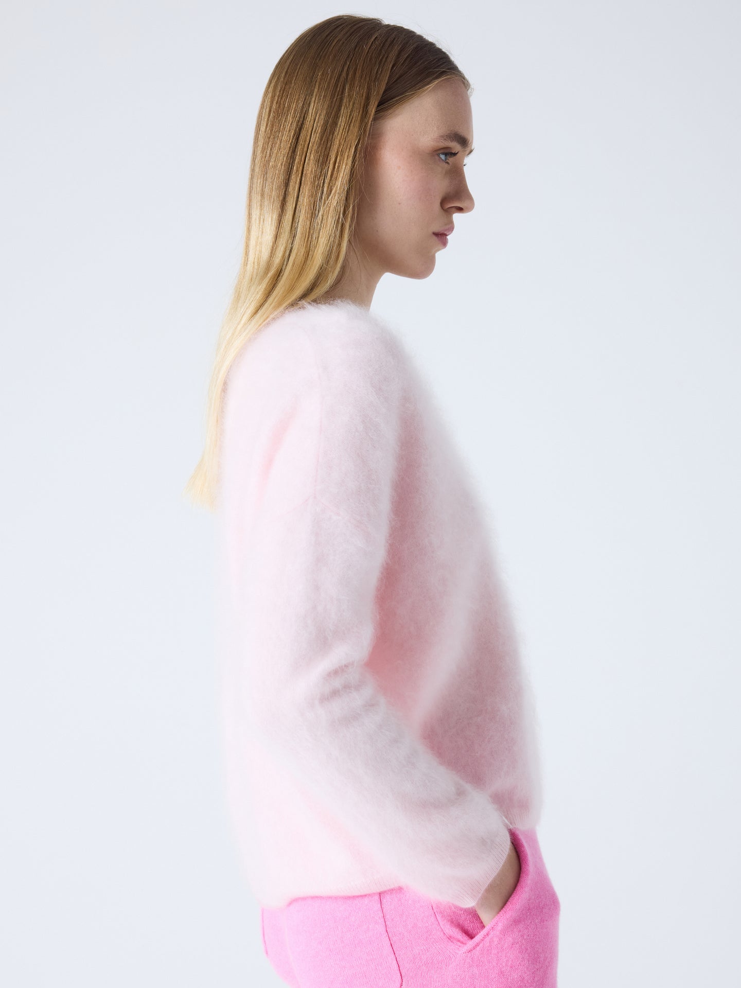 pull oversize col v soeli - cachemire brossé - ice cream