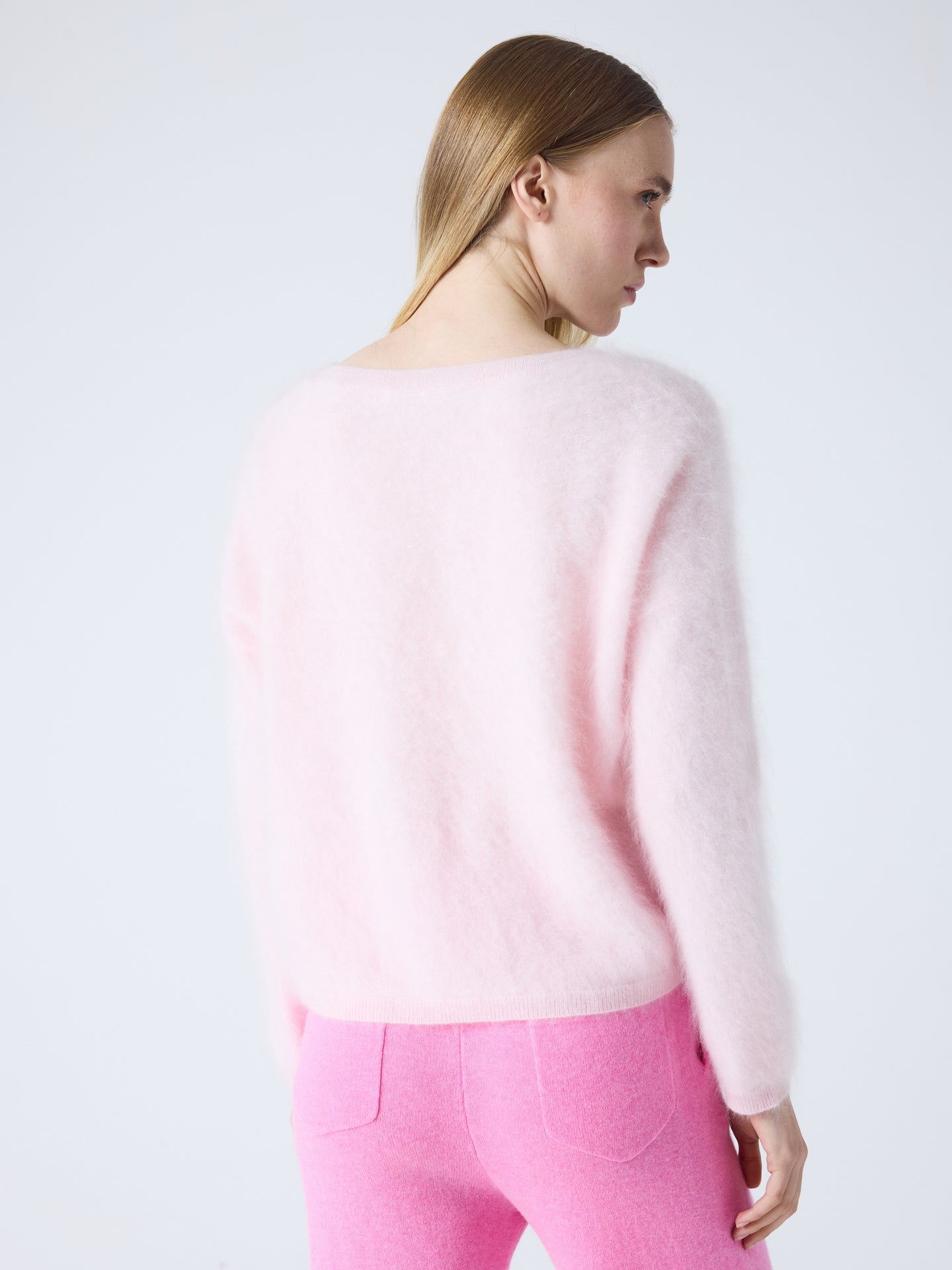 pull oversize col v soeli - cachemire brossé - ice cream