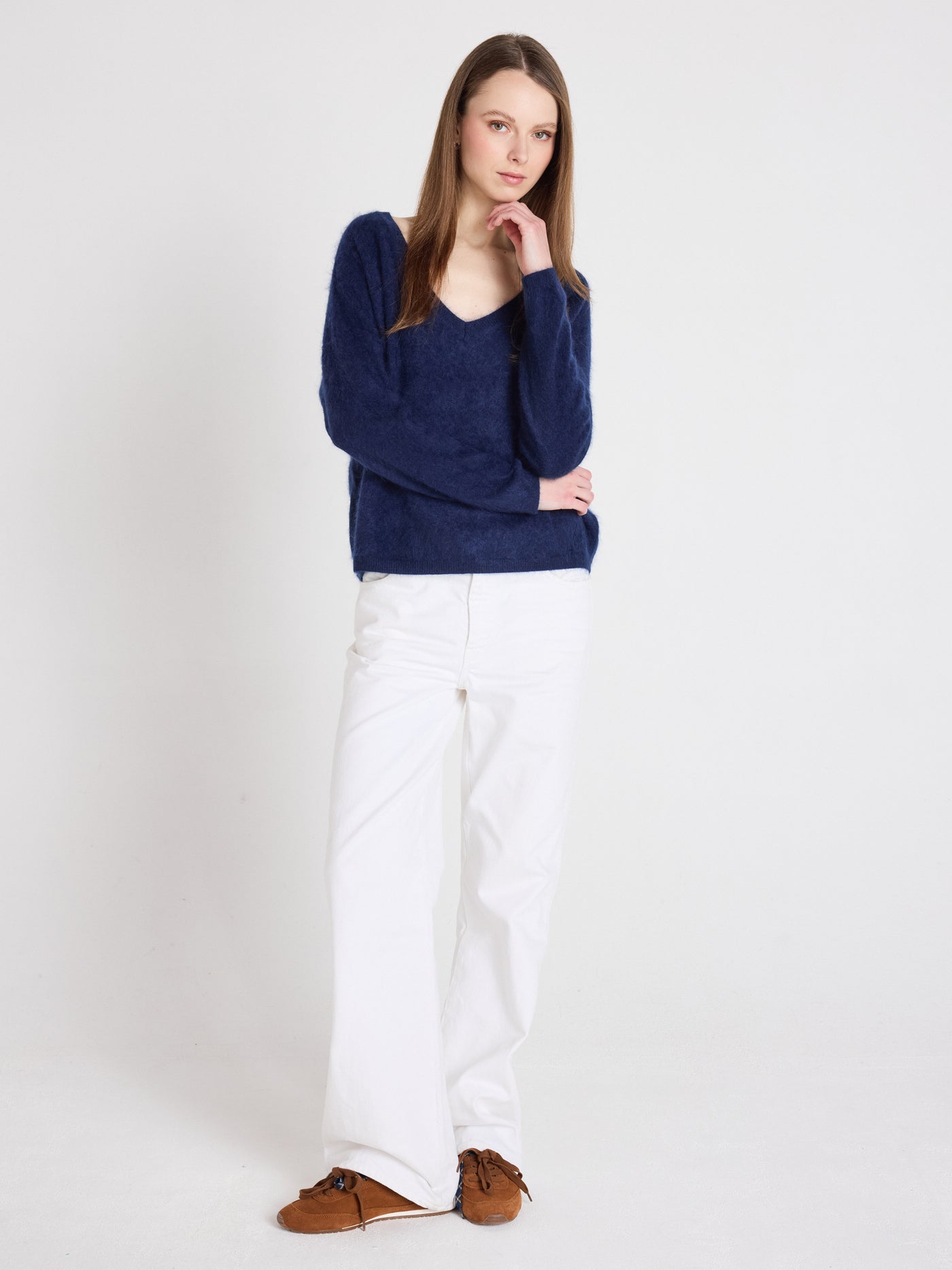 Pullover soeli - gebürstetem Kaschmir - Navy