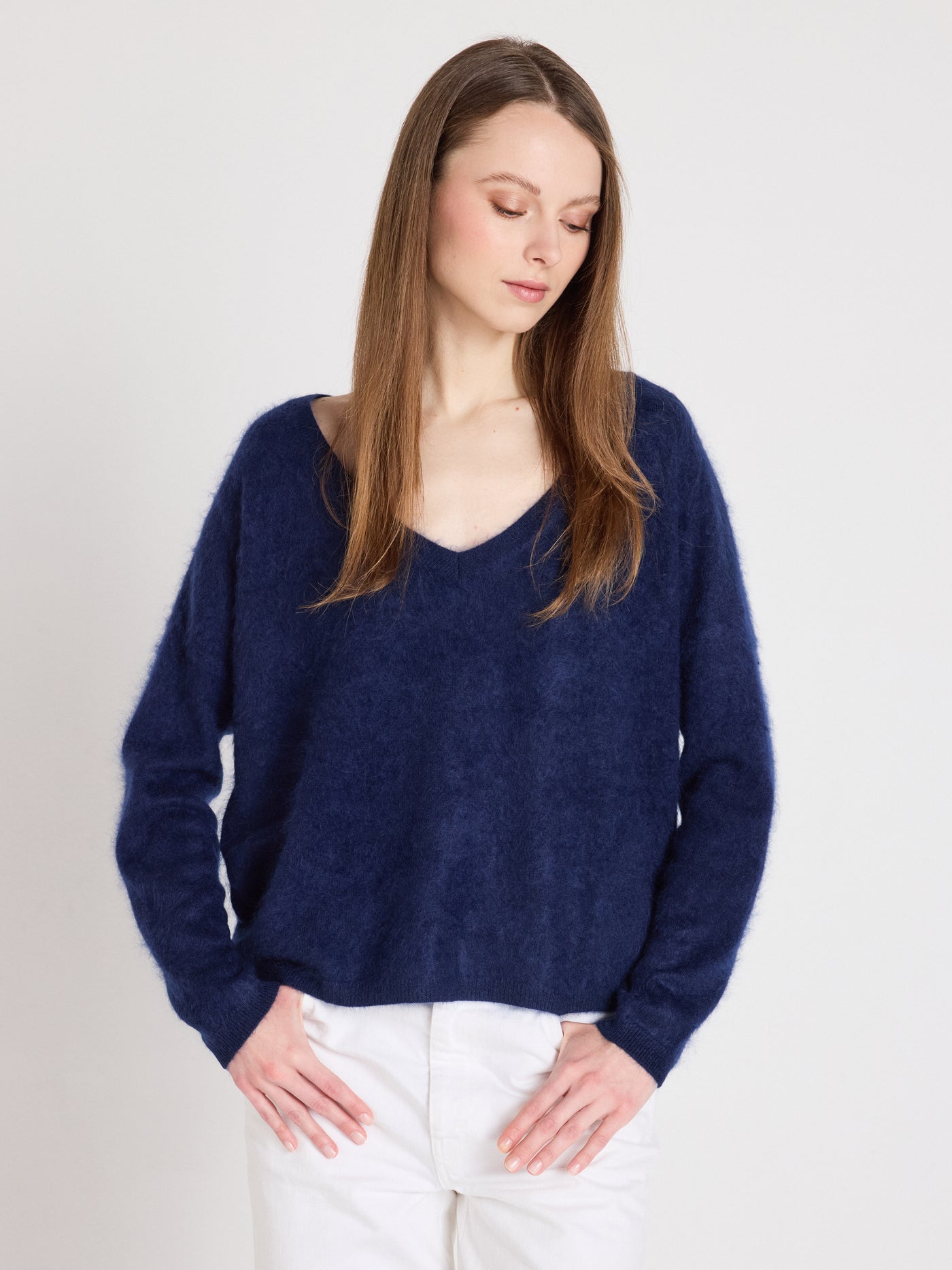 Pullover soeli - gebürstetem Kaschmir - Navy