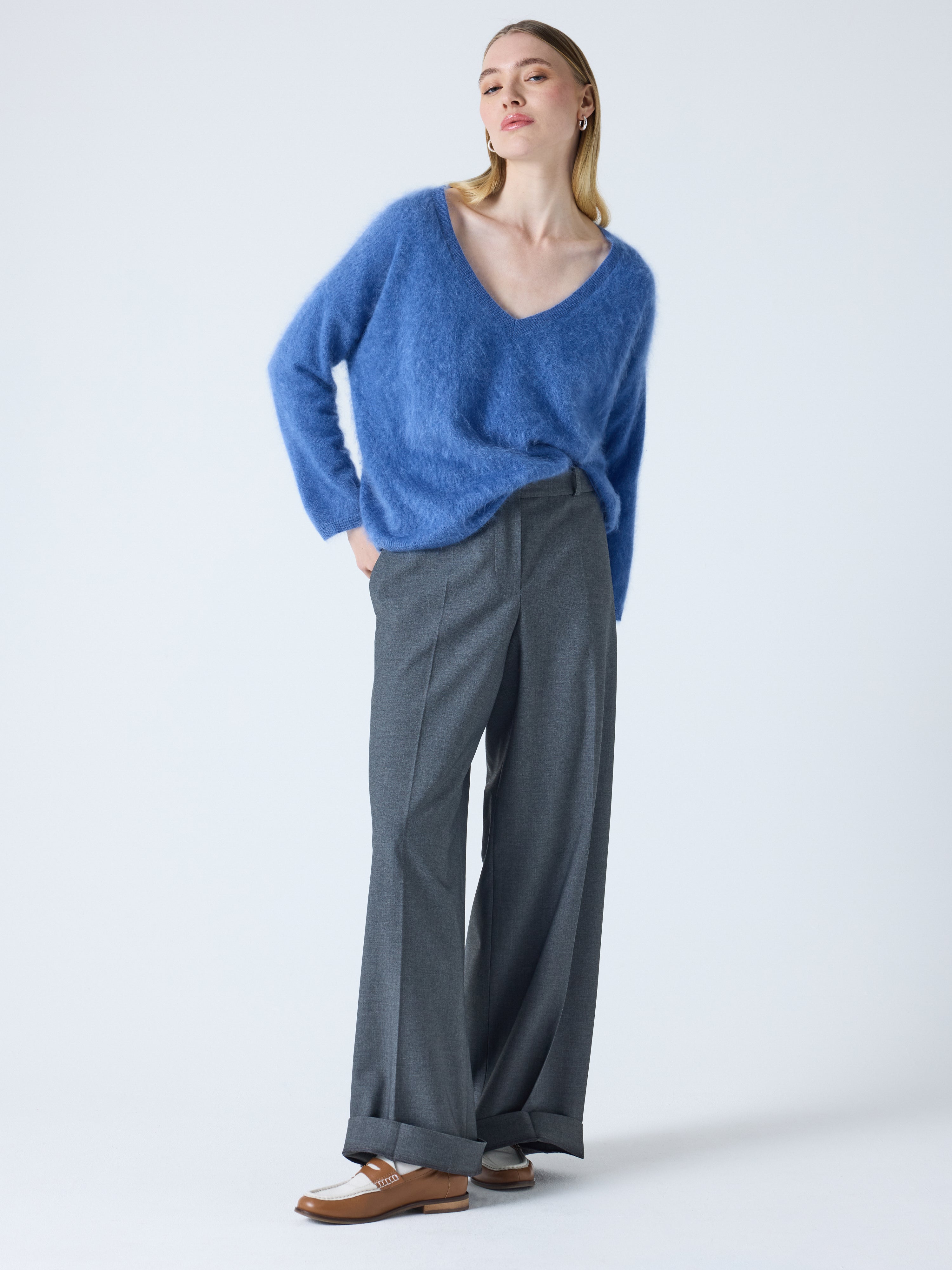 soeli - Brushed cashmere sweater - denim | Absolut Cashmere