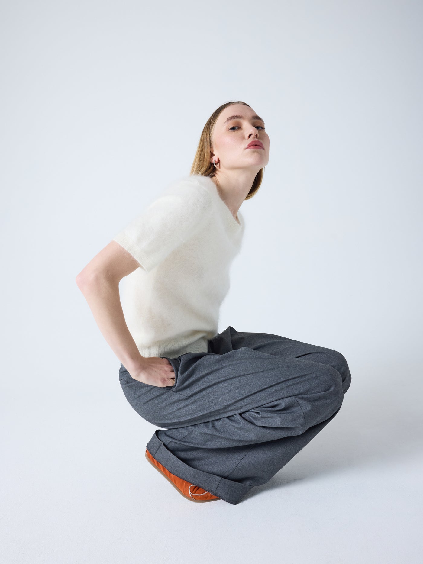 amaya - pull col rond cachemire brossé - cream