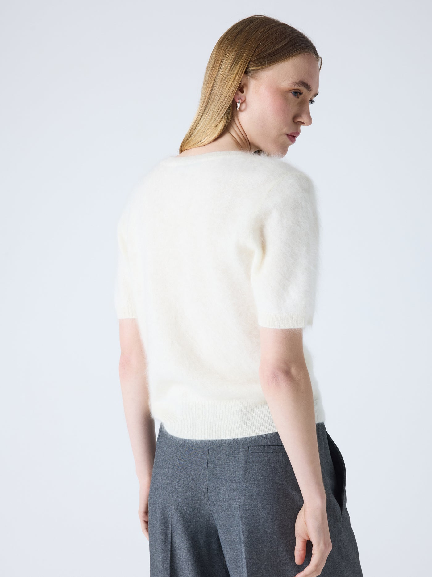 amaya - pull col rond cachemire brossé - cream