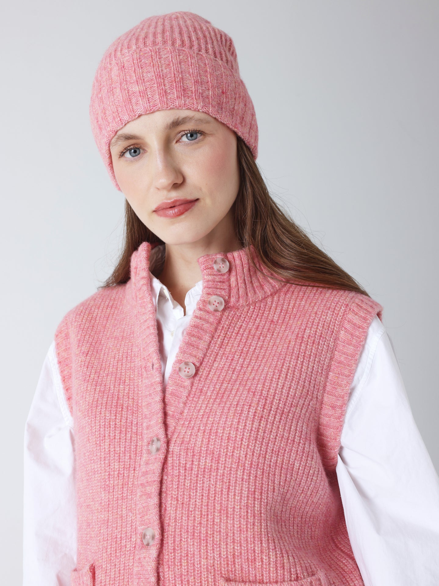 Gaia - Wool and cotton beanie - peach blossom