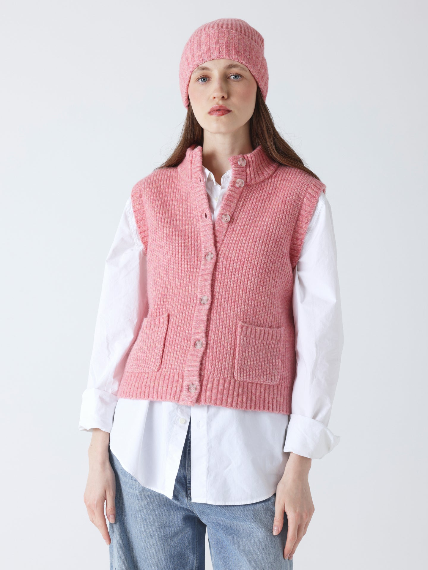 Gaia - Wool and cotton beanie - peach blossom