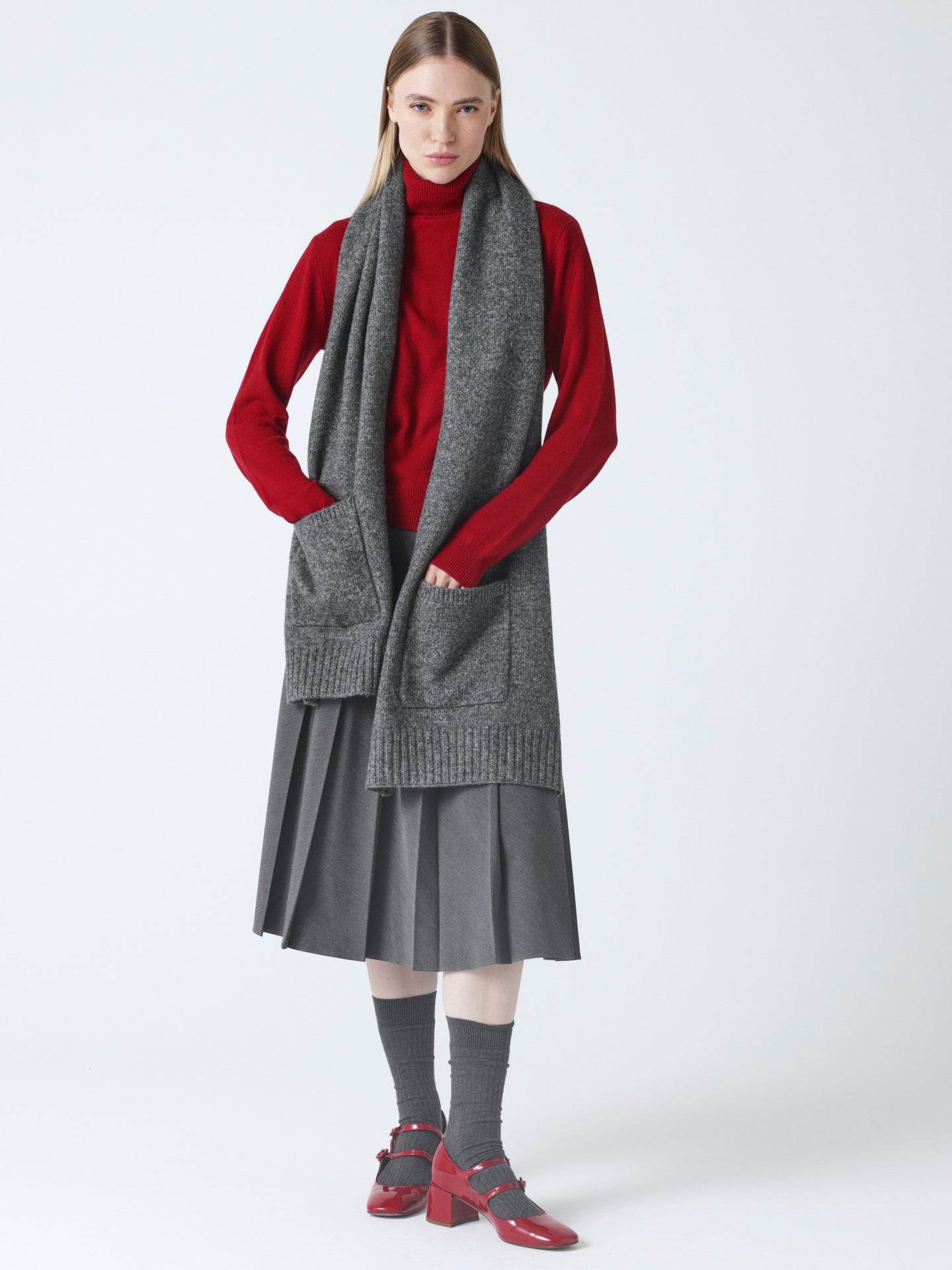 ilaria - Écharpe en laine et coton - dark heather grey