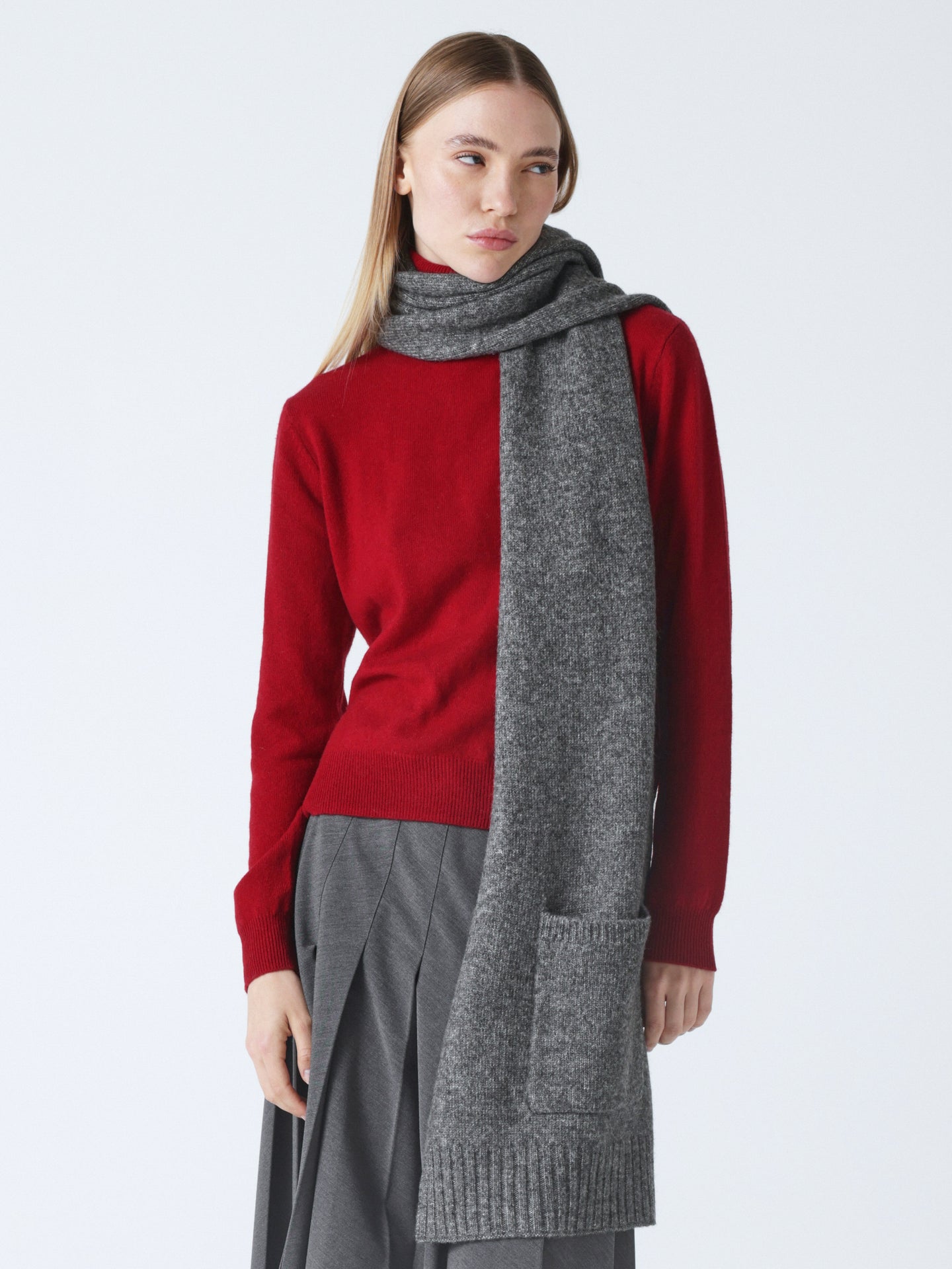 ilaria - Écharpe en laine et coton - dark heather grey