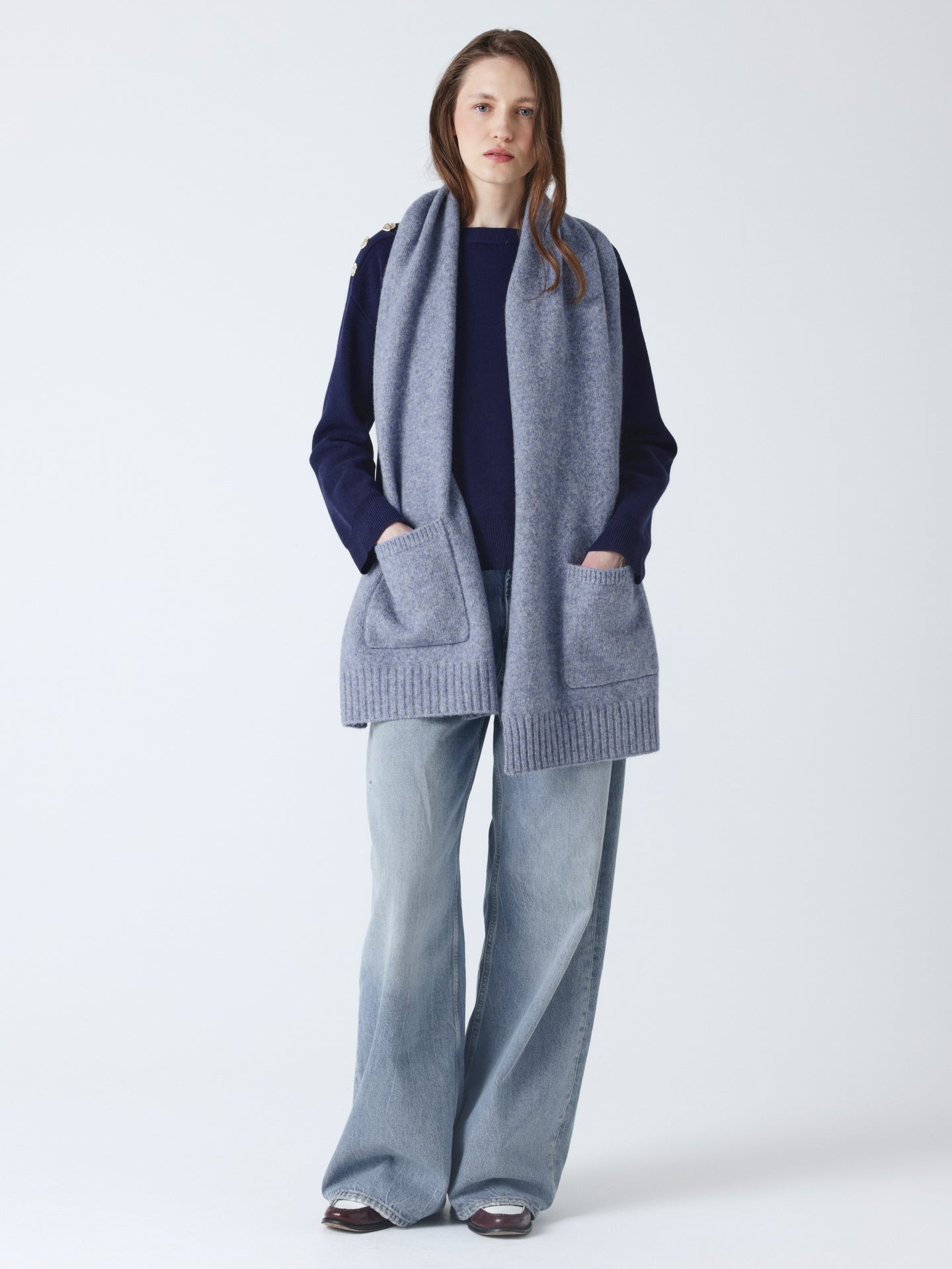 ilaria - Écharpe en laine et coton - denim blue