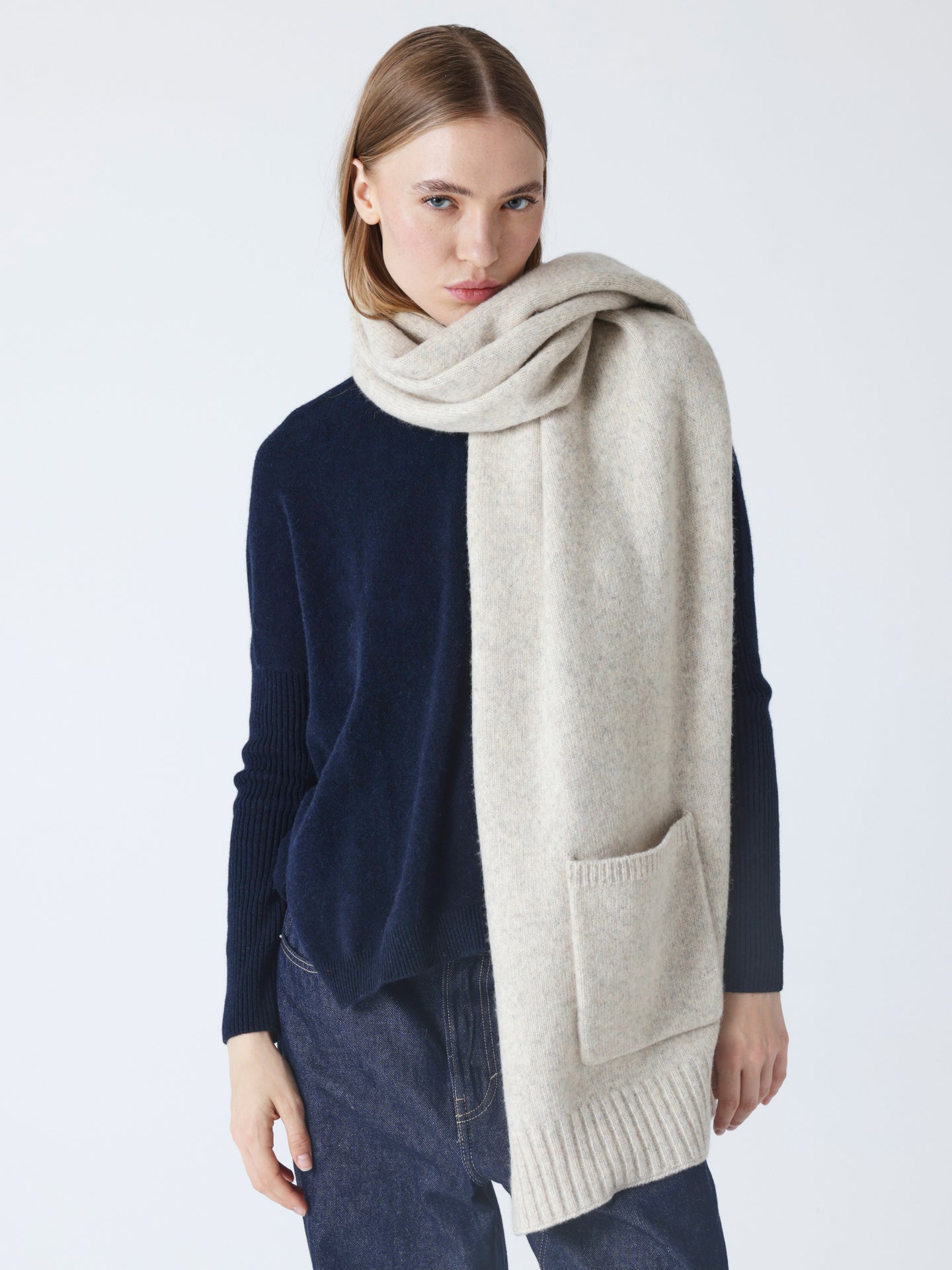 ilaria - Écharpe en laine et coton - grey pearl