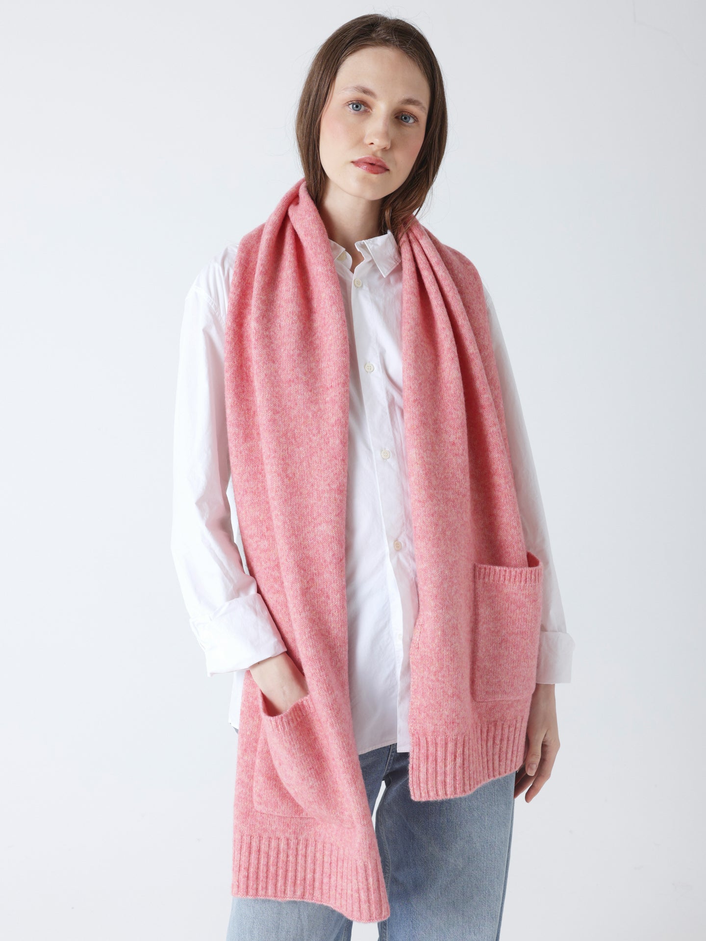 ilaria - Sciarpa in lana e cotone - fioritura di pesco