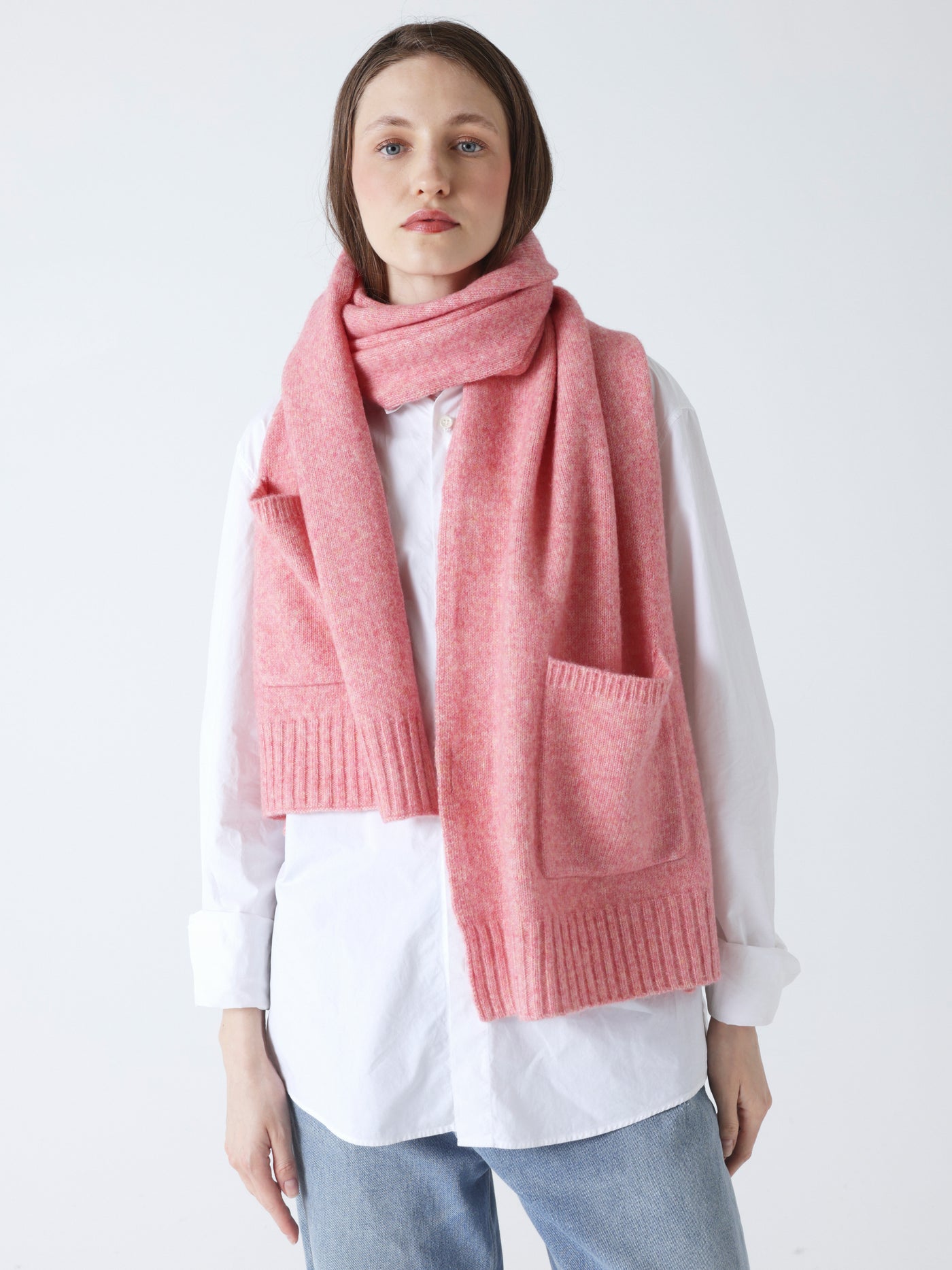 ilaria - Sciarpa in lana e cotone - fioritura di pesco