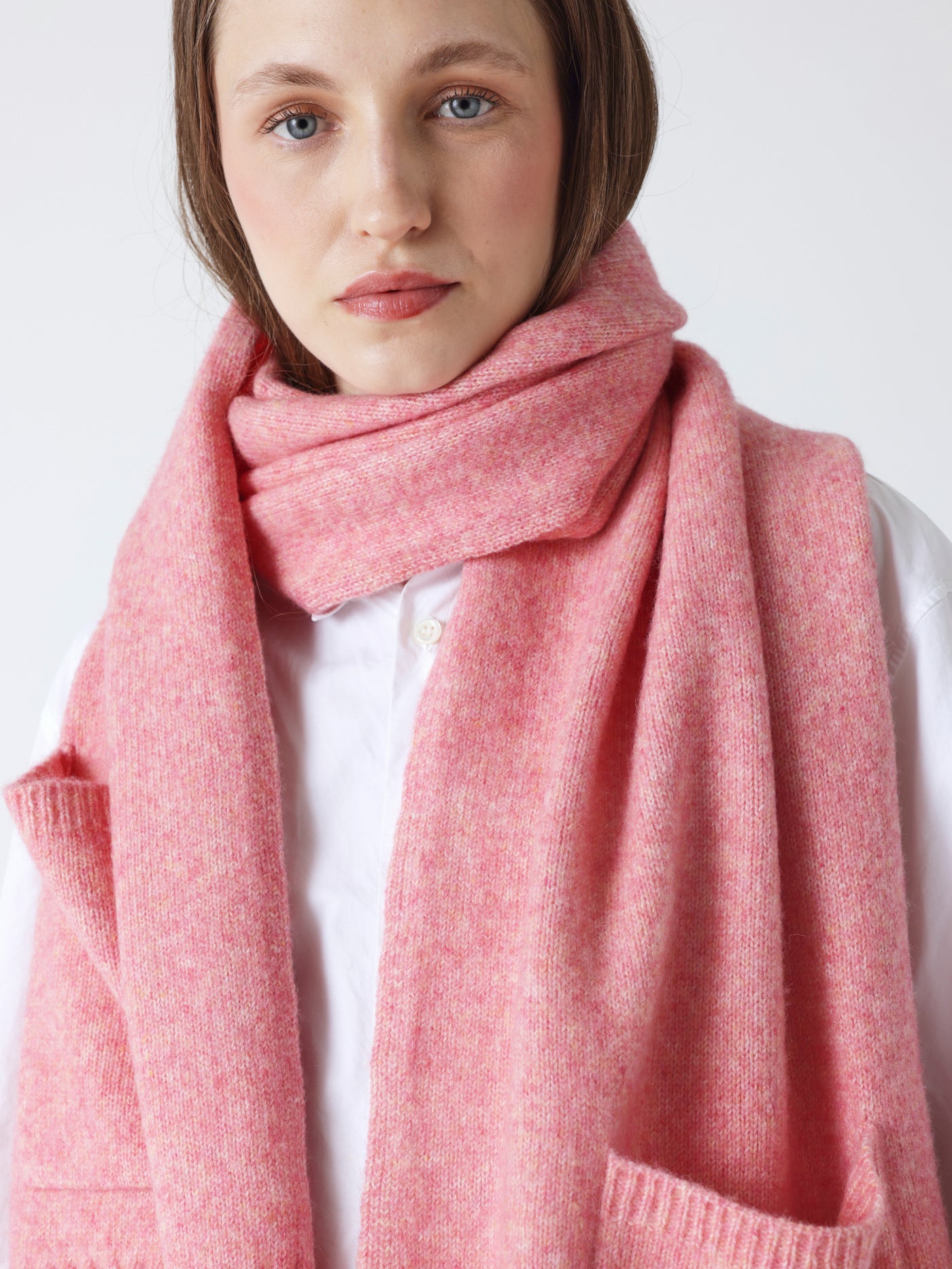 ilaria - Sciarpa in lana e cotone - fioritura di pesco