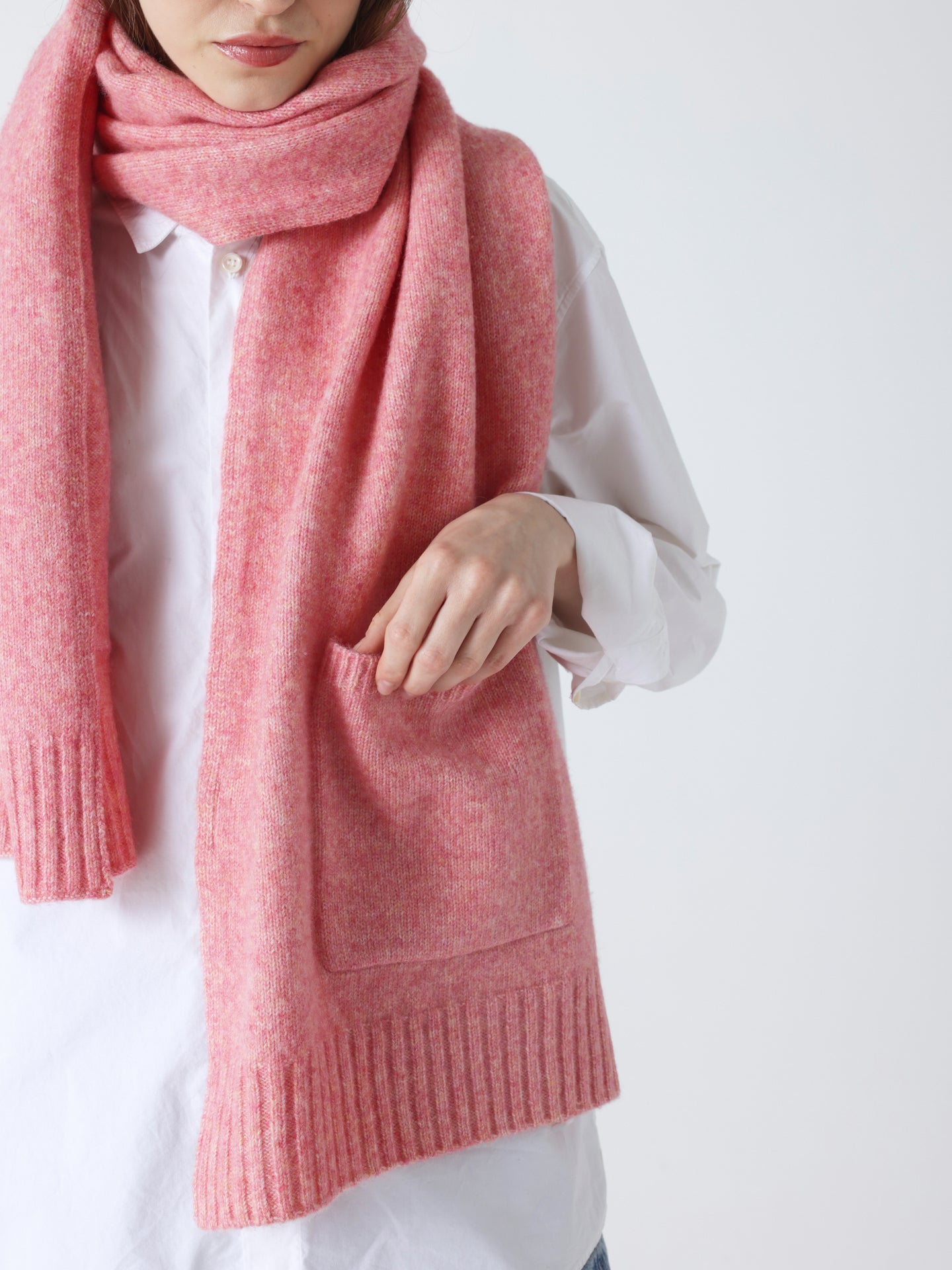 ilaria - Sciarpa in lana e cotone - fioritura di pesco