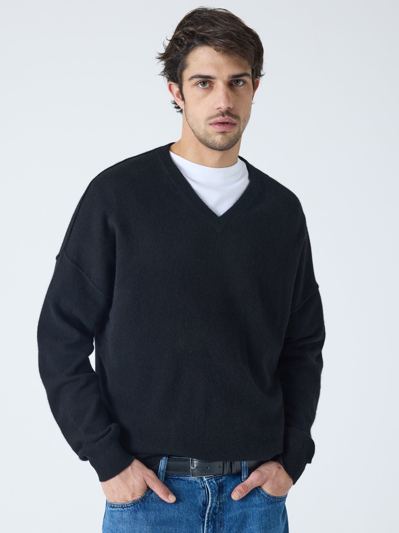 arden - Maglione scollo a V 100% cashmere - nero