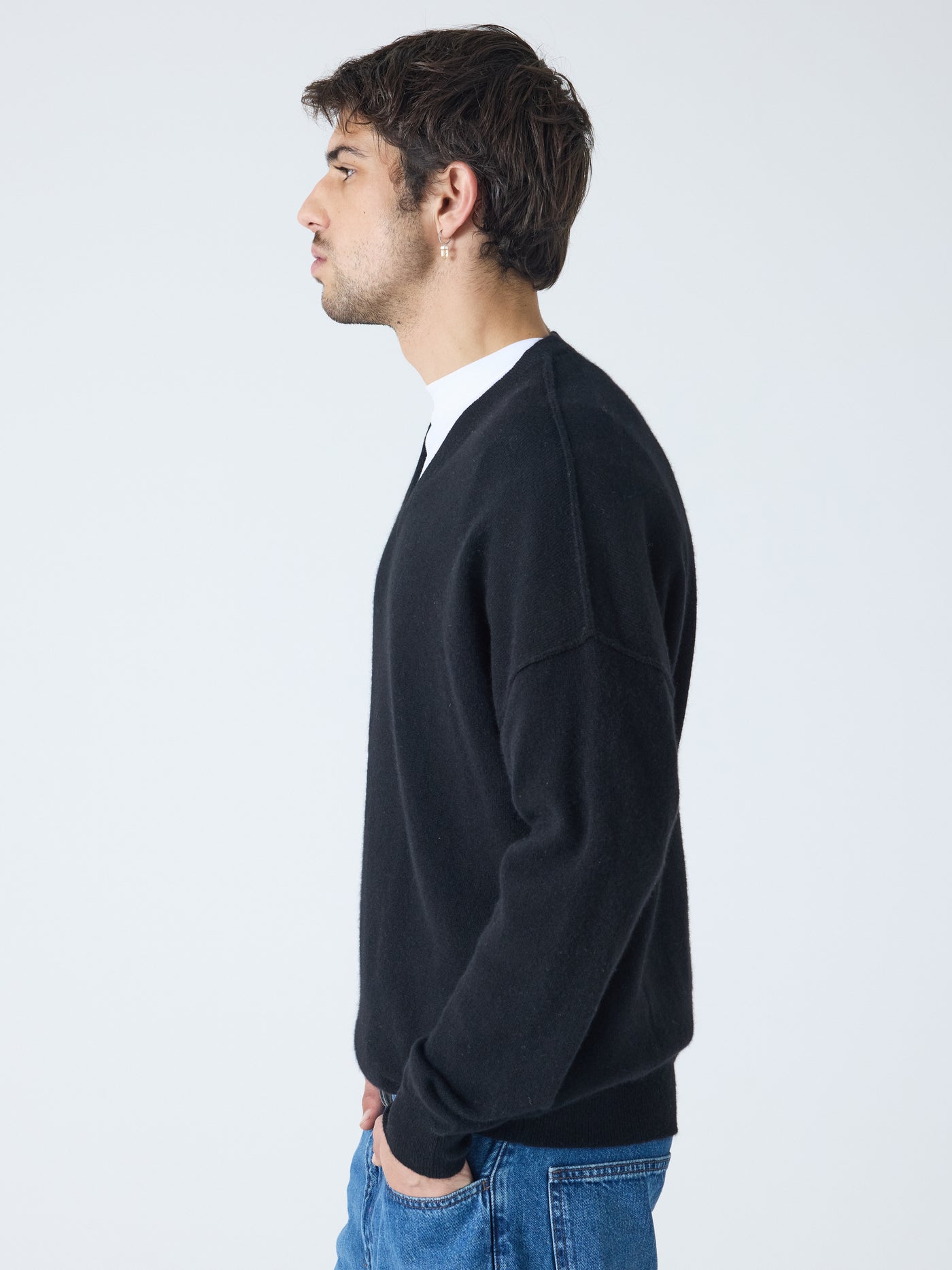 arden - Maglione scollo a V 100% cashmere - nero