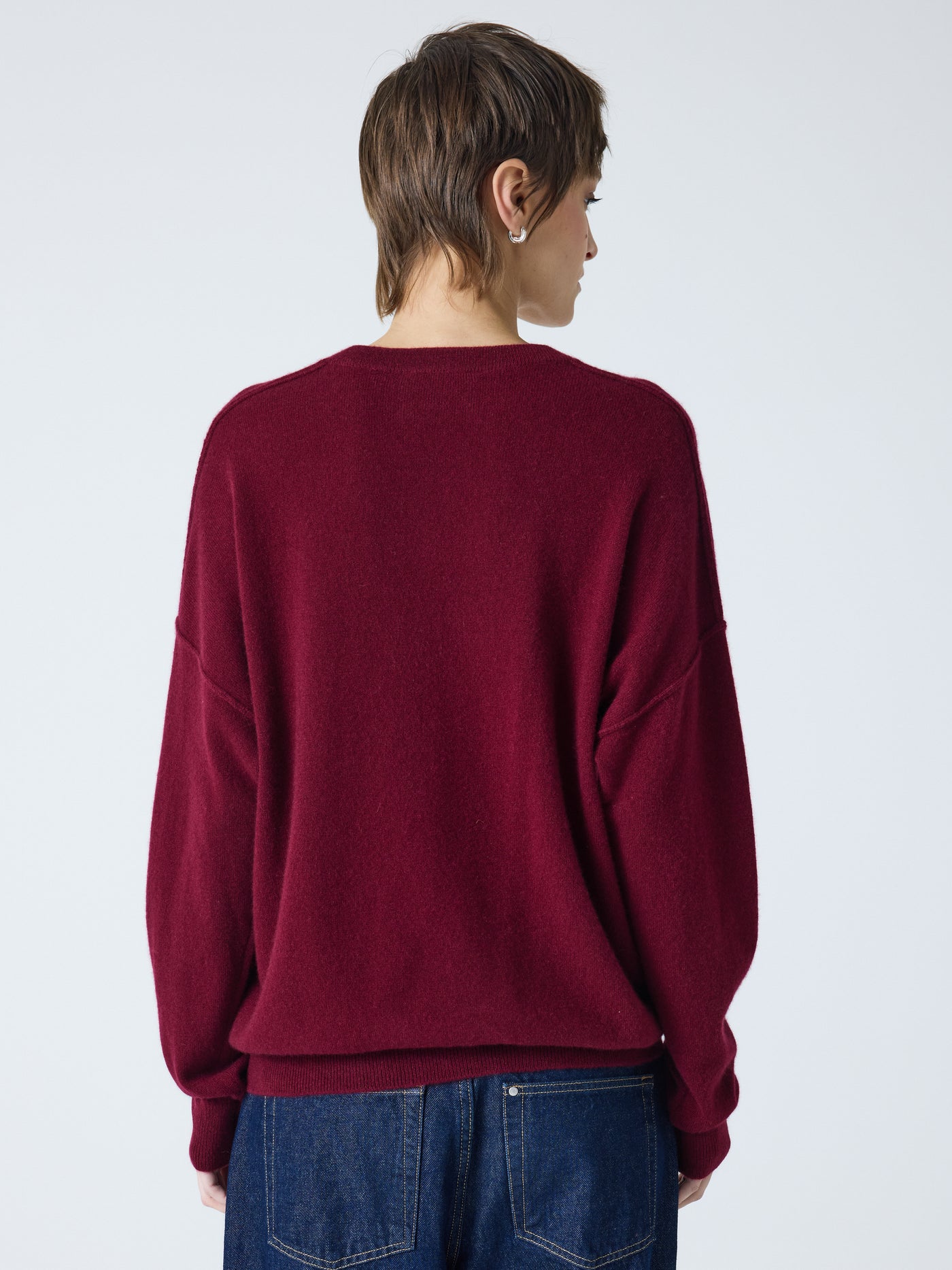 arden - Pull col V 100% cachemire - burgundy