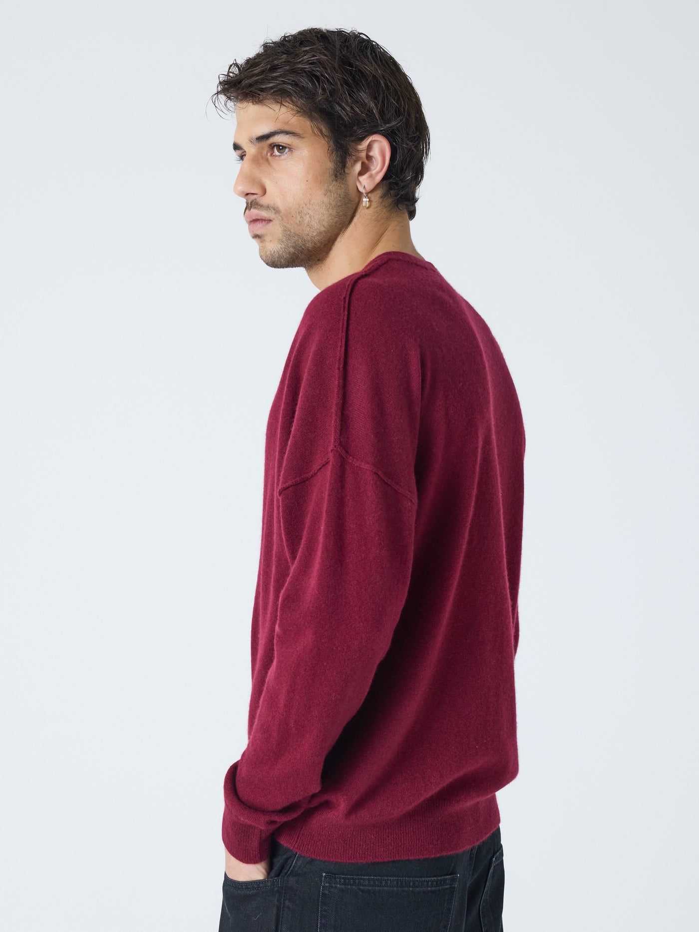 arden - Pull col V 100% cachemire - burgundy