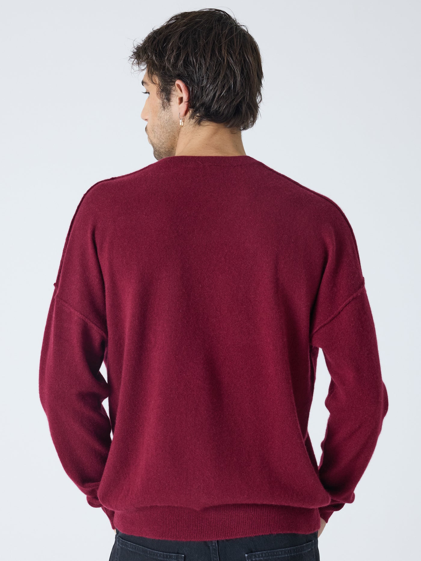 arden - Pull col V 100% cachemire - burgundy