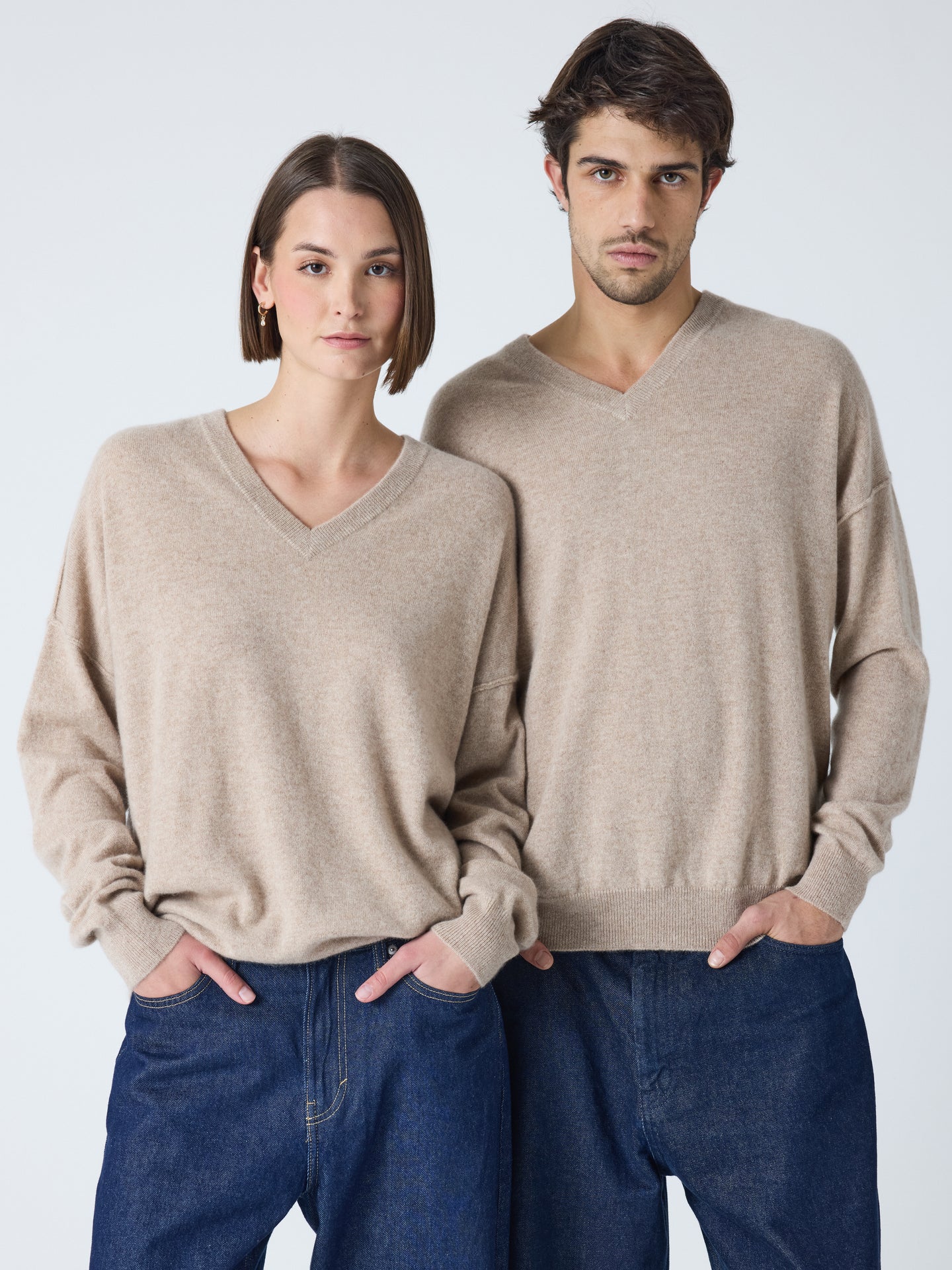 arden - Pull col V 100% cachemire - chestnut