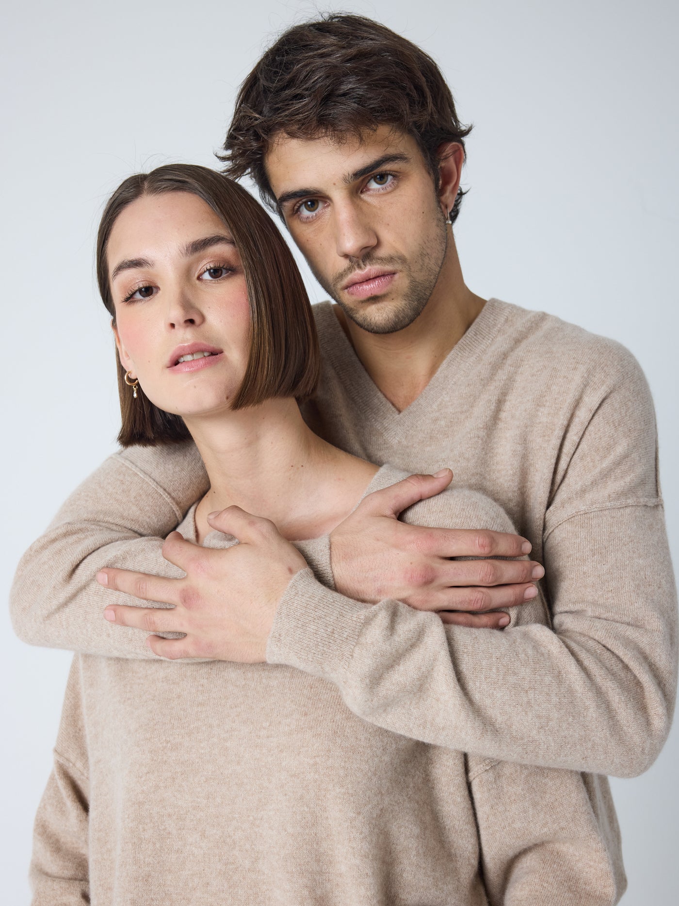 arden - Pull col V 100% cachemire - chestnut