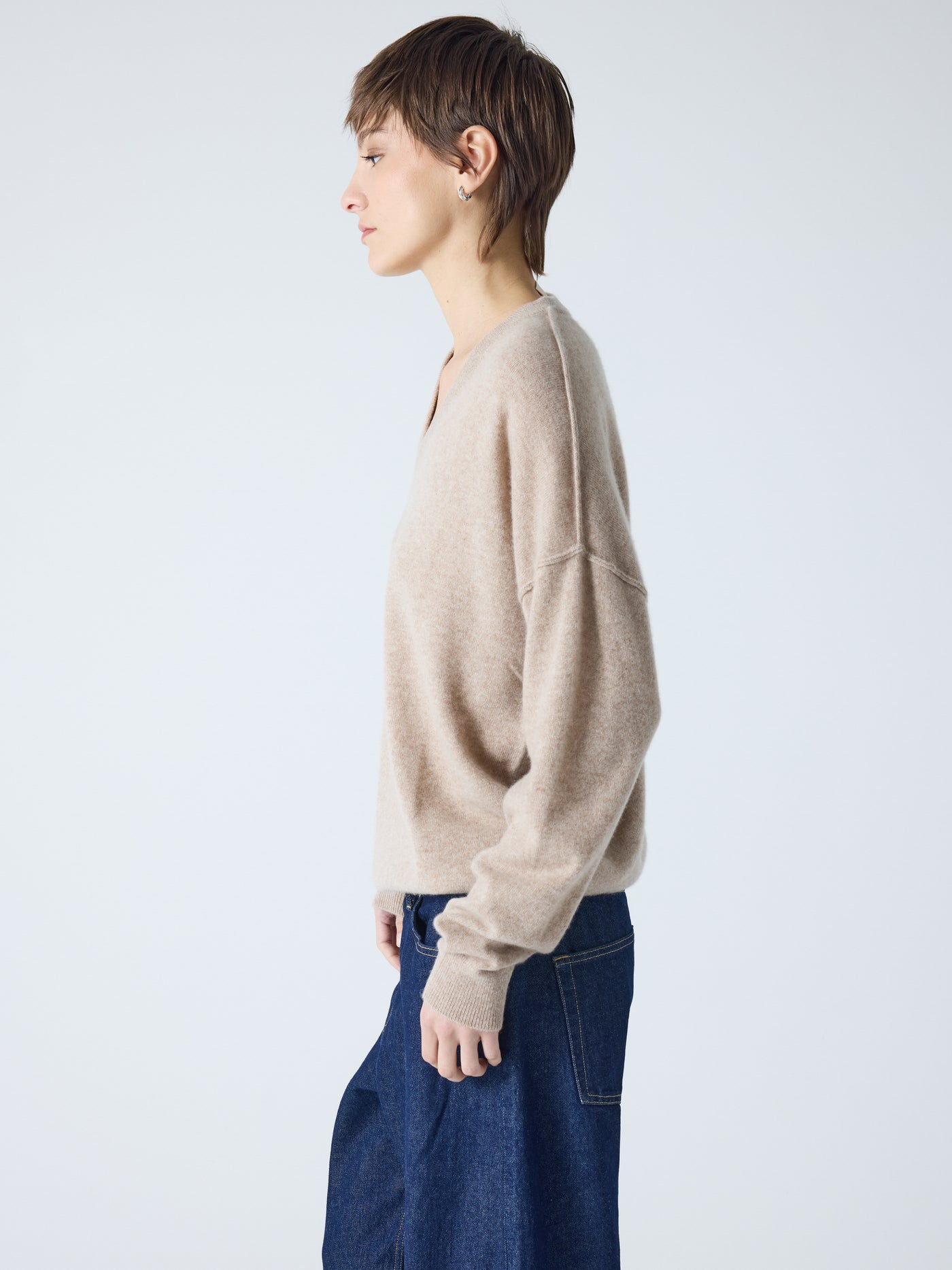 arden - Pull col V 100% cachemire - chestnut